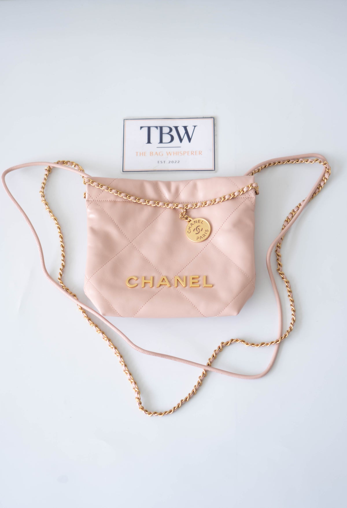 CC 22 Mini Handbag – Light Pink Shiny Calfskin in Gold Hardware