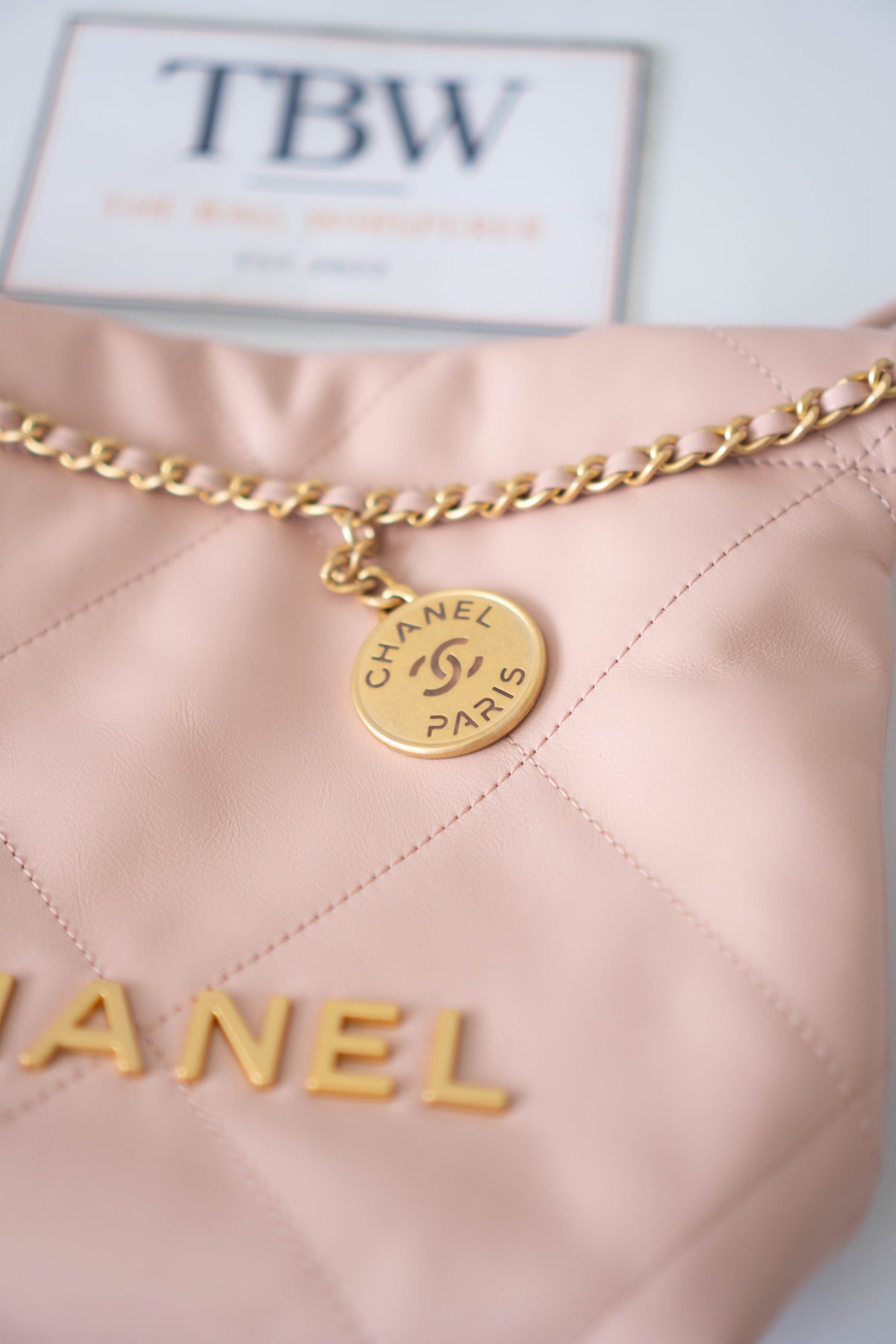CC 22 Mini Handbag – Light Pink Shiny Calfskin in Gold Hardware