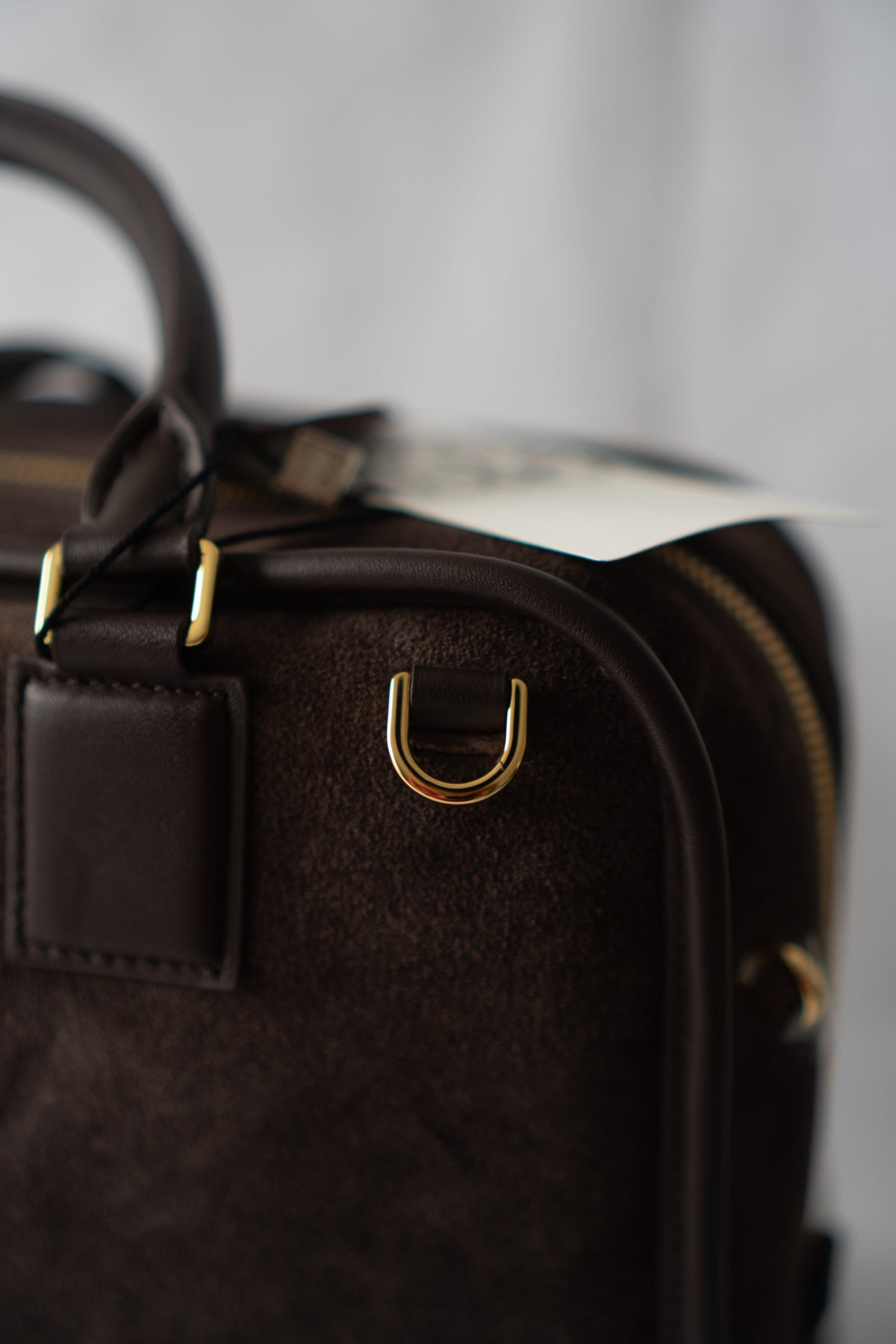Amazona Large Suede Top Handle Bag – Dark Chocolate Brown