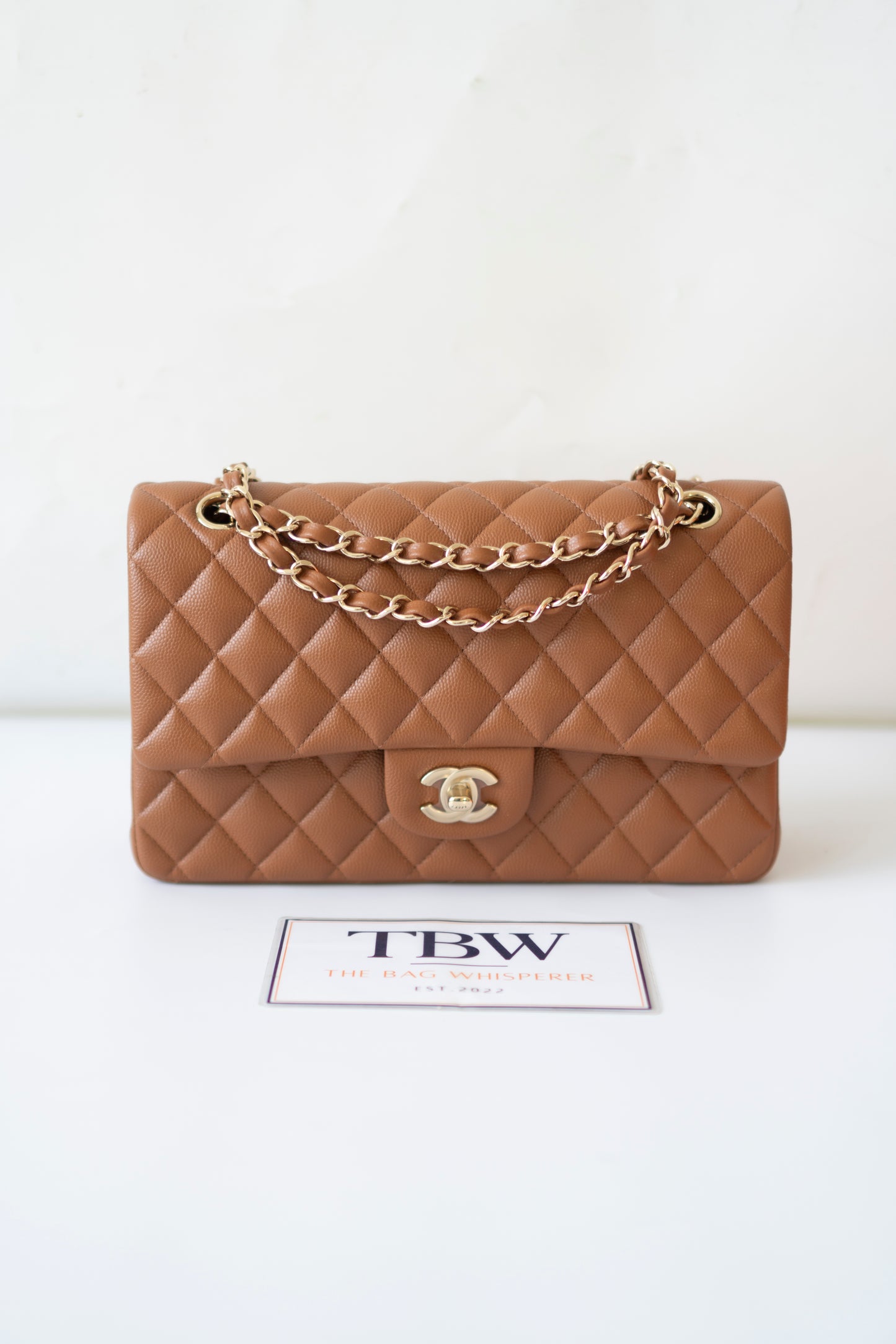Classic Flap Medium – Caramel Caviar Leather with Light Gold Hardware
