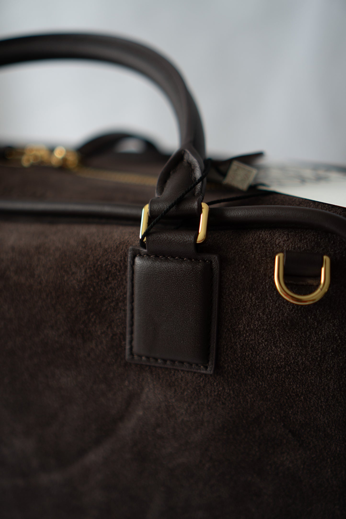 Amazona Large Suede Top Handle Bag – Dark Chocolate Brown