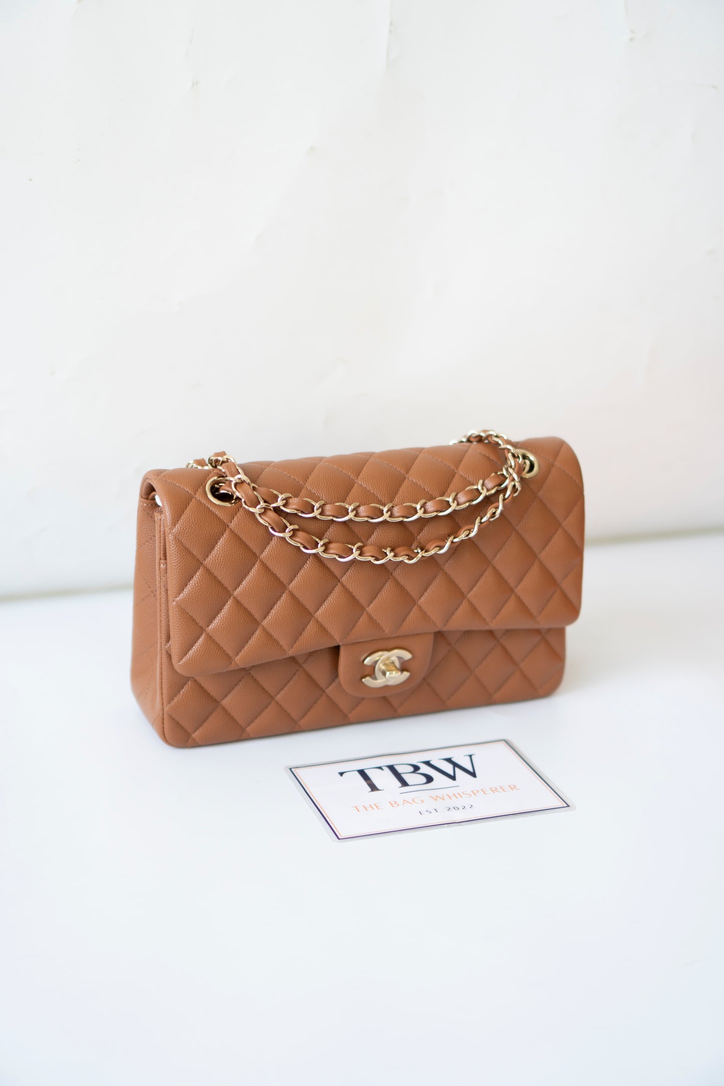 Classic Flap Medium – Caramel Caviar Leather with Light Gold Hardware