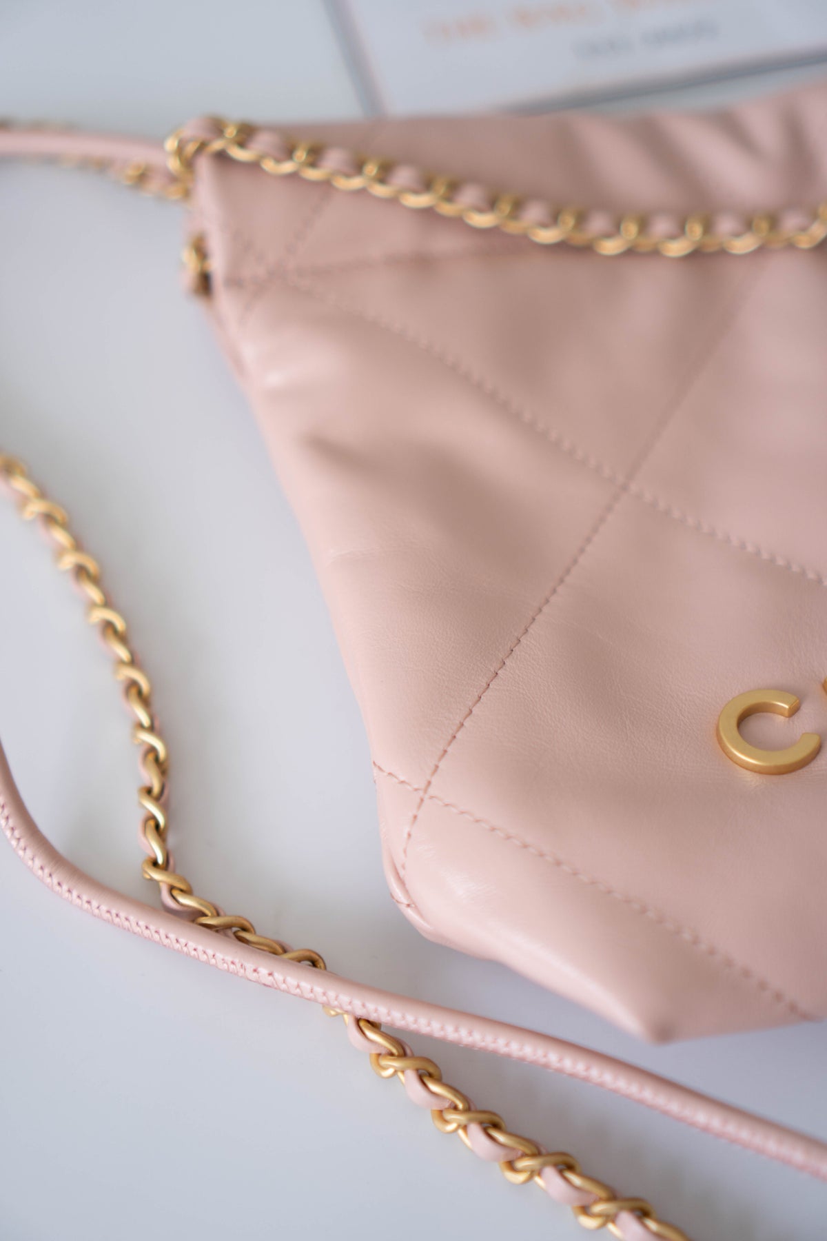 CC 22 Mini Handbag – Light Pink Shiny Calfskin in Gold Hardware