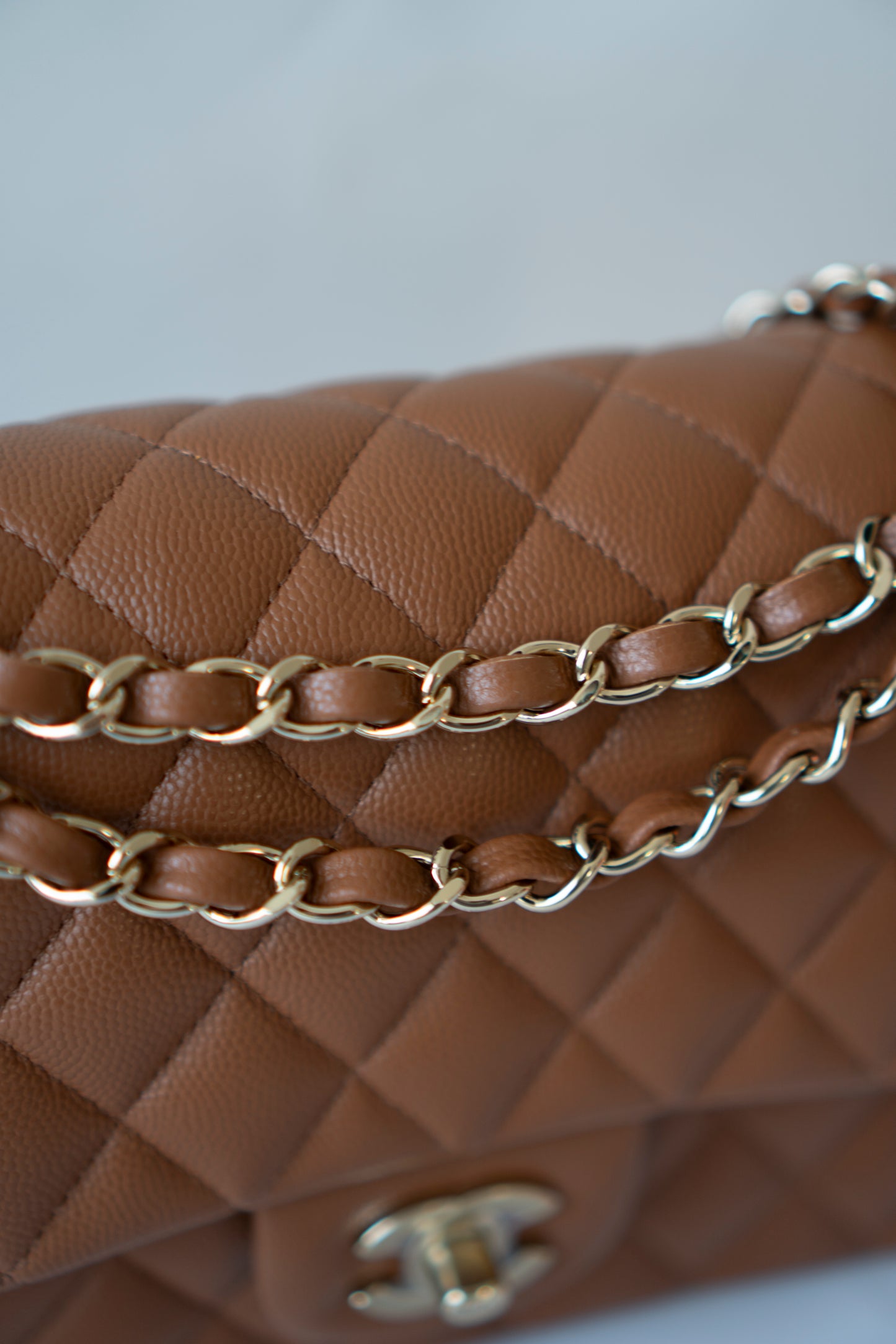 Classic Flap Medium – Caramel Caviar Leather with Light Gold Hardware