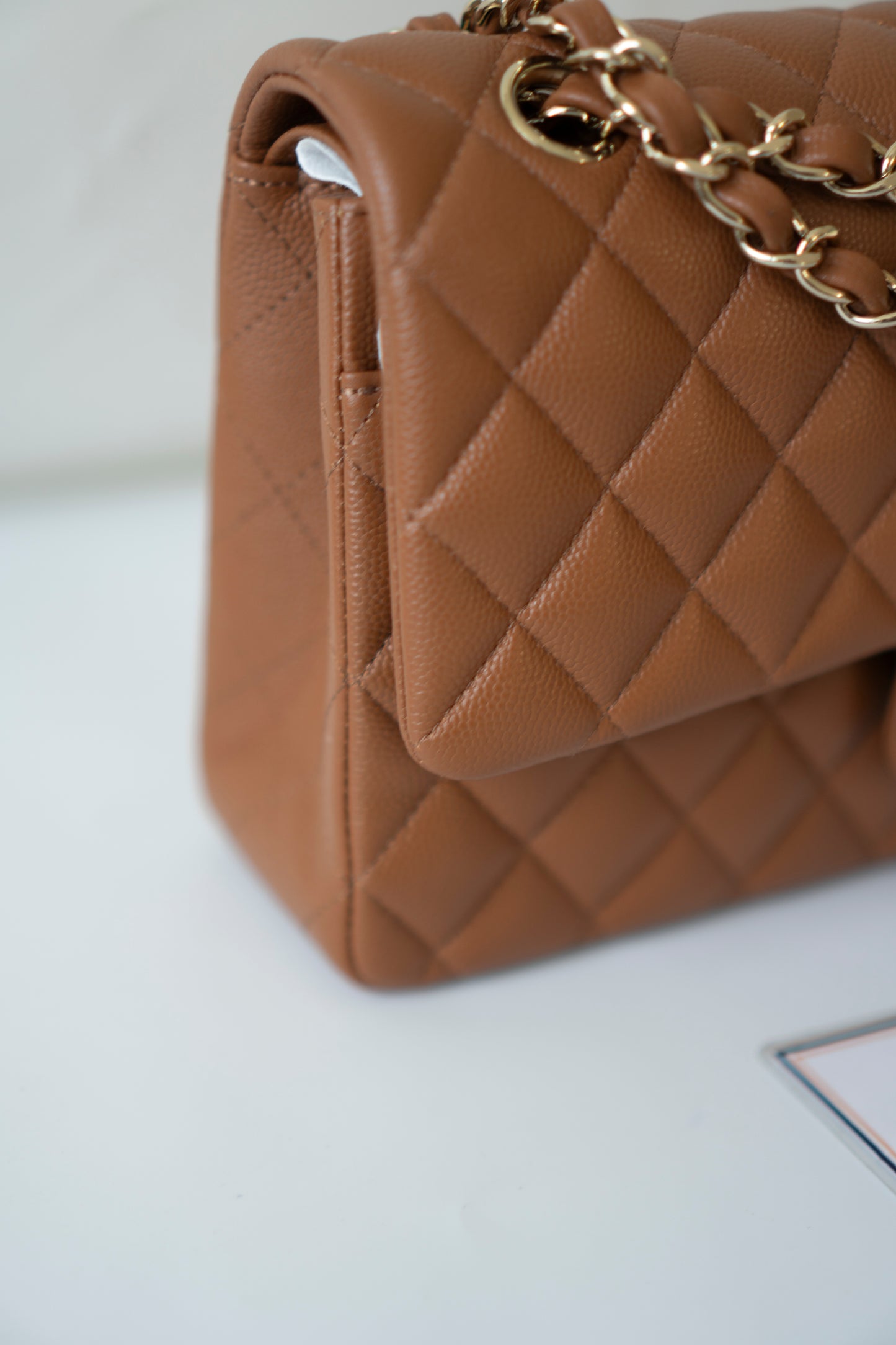 Classic Flap Medium – Caramel Caviar Leather with Light Gold Hardware