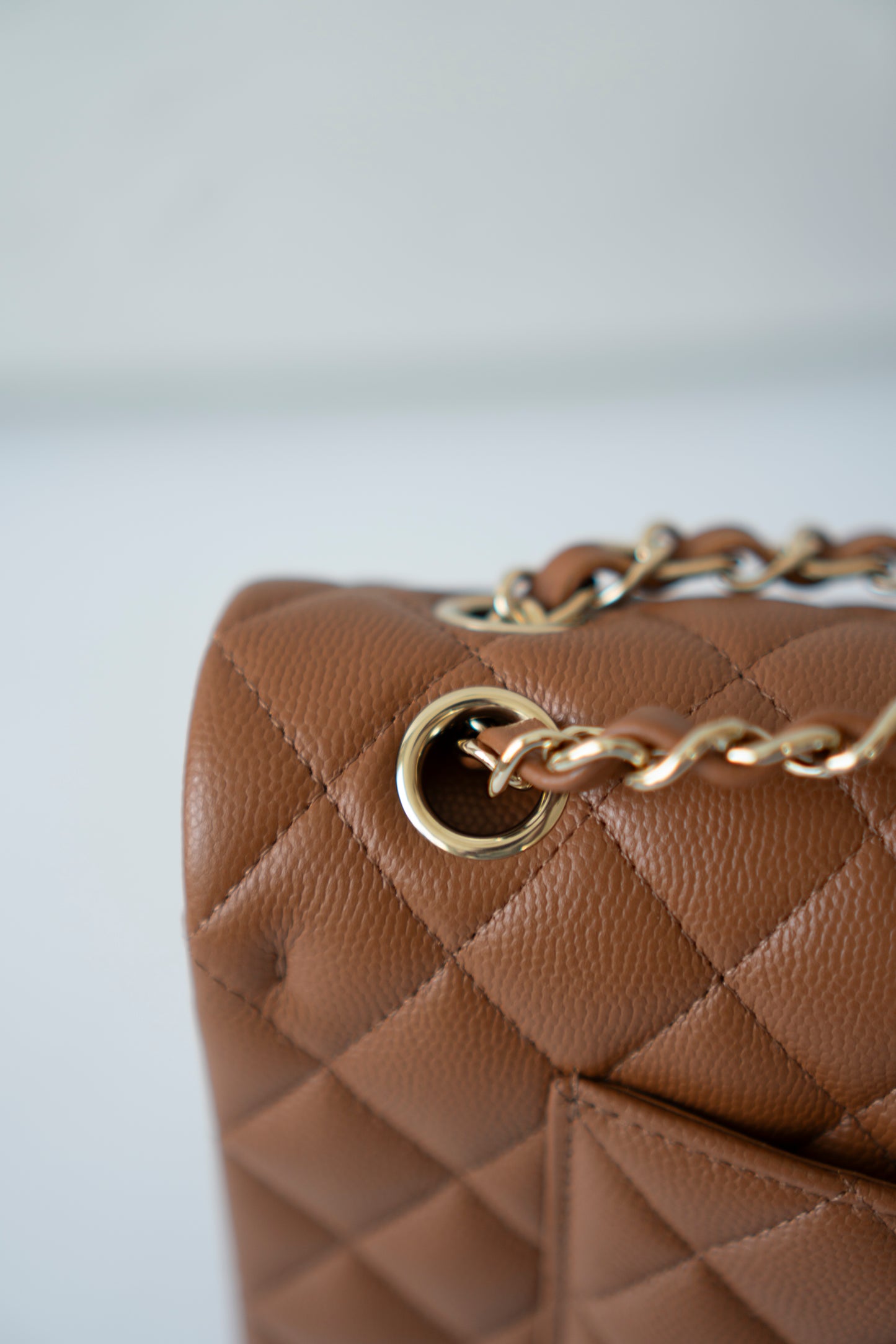 Classic Flap Medium – Caramel Caviar Leather with Light Gold Hardware