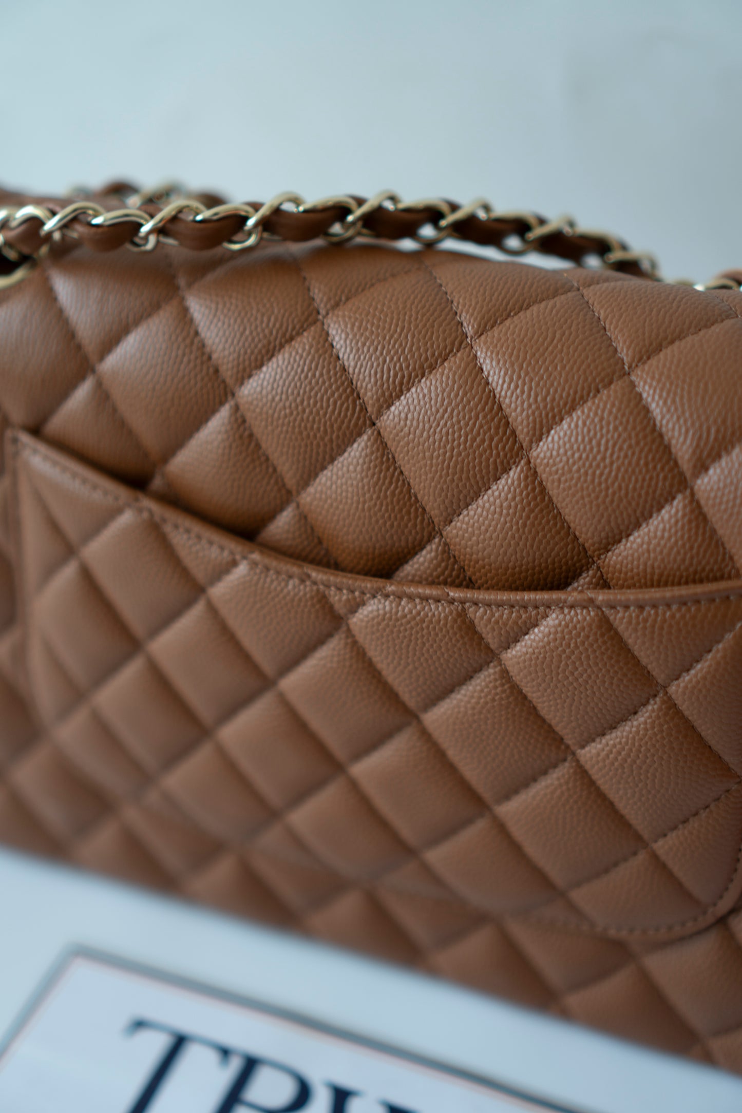 Classic Flap Medium – Caramel Caviar Leather with Light Gold Hardware