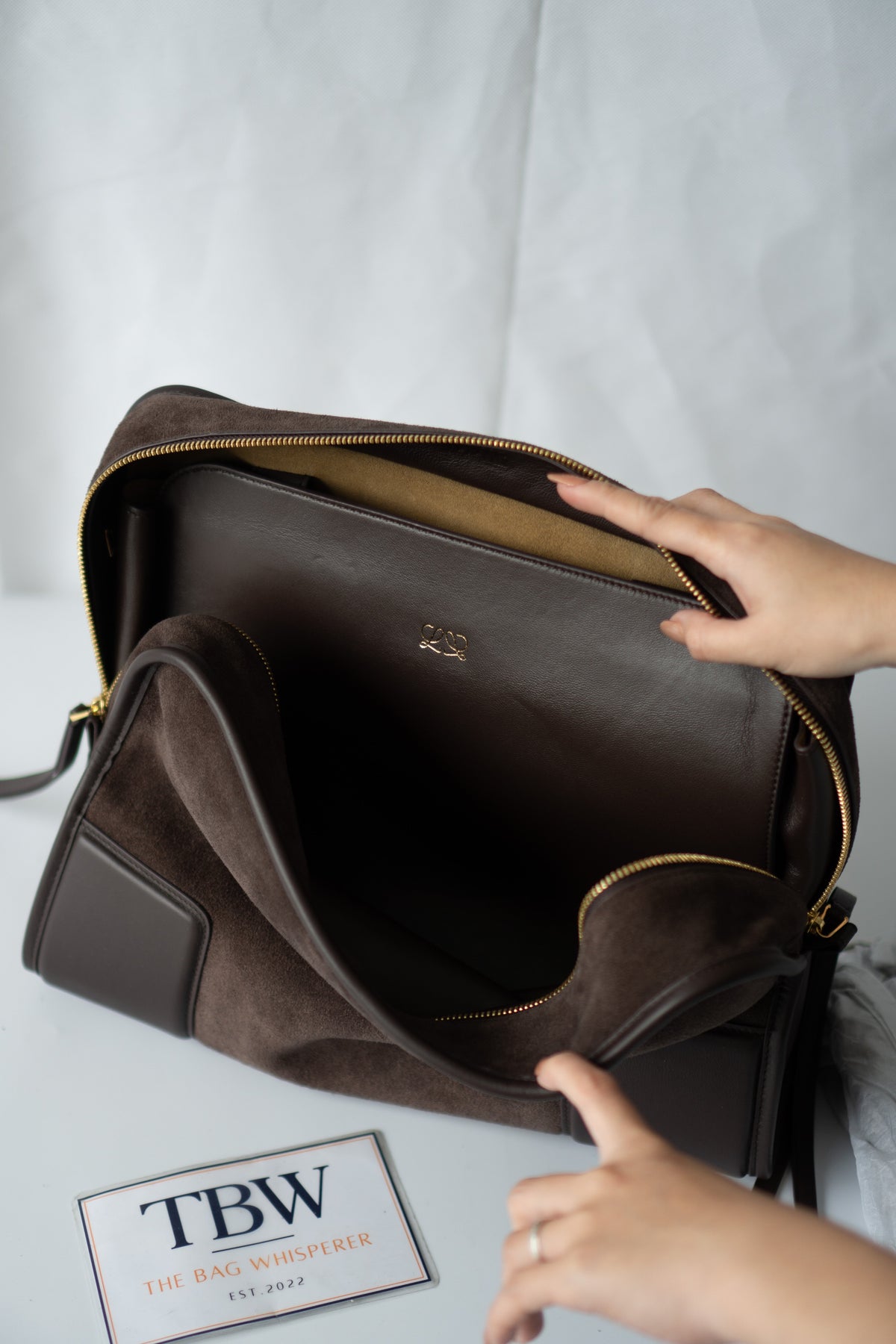 Amazona Large Suede Top Handle Bag – Dark Chocolate Brown