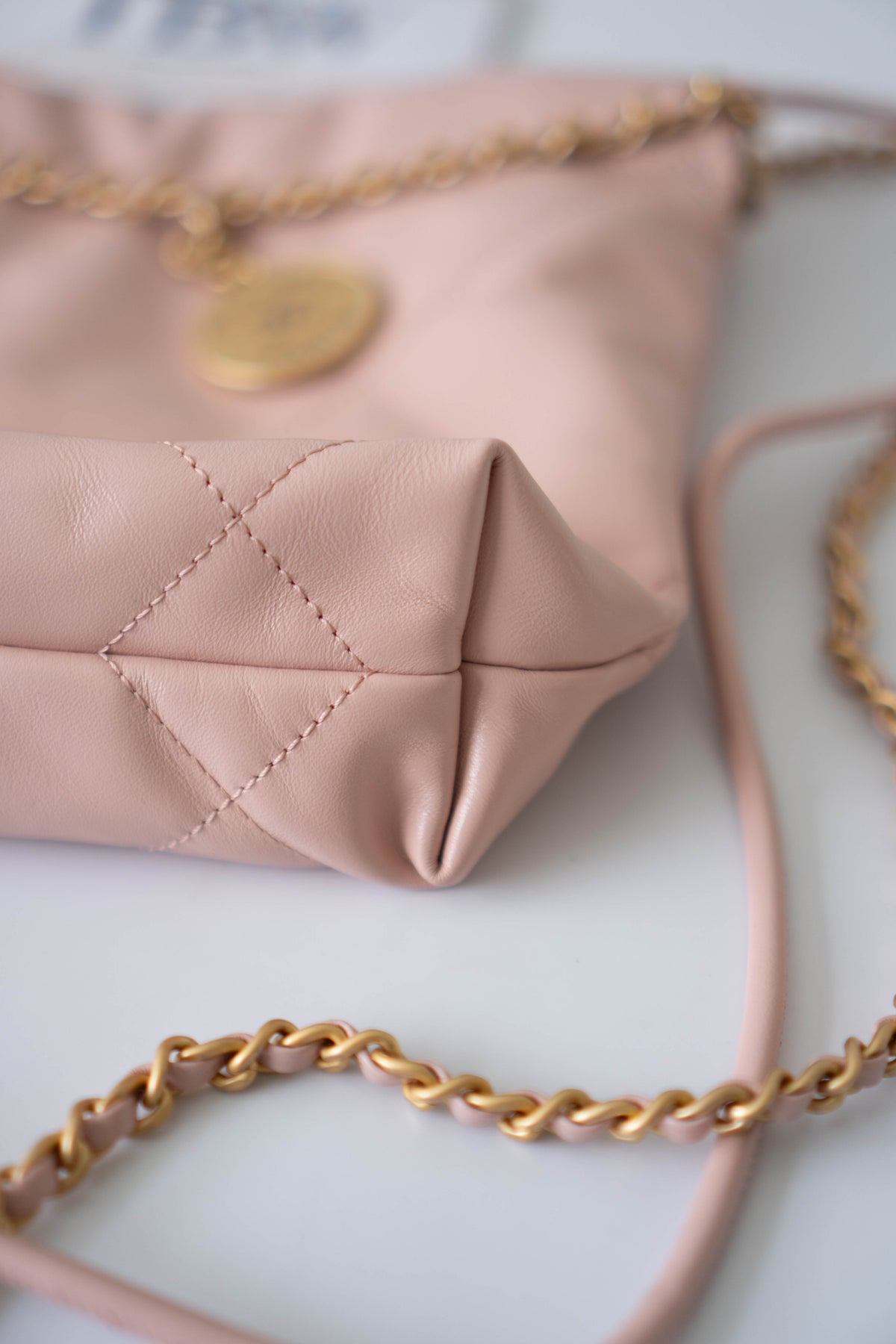 CC 22 Mini Handbag – Light Pink Shiny Calfskin in Gold Hardware