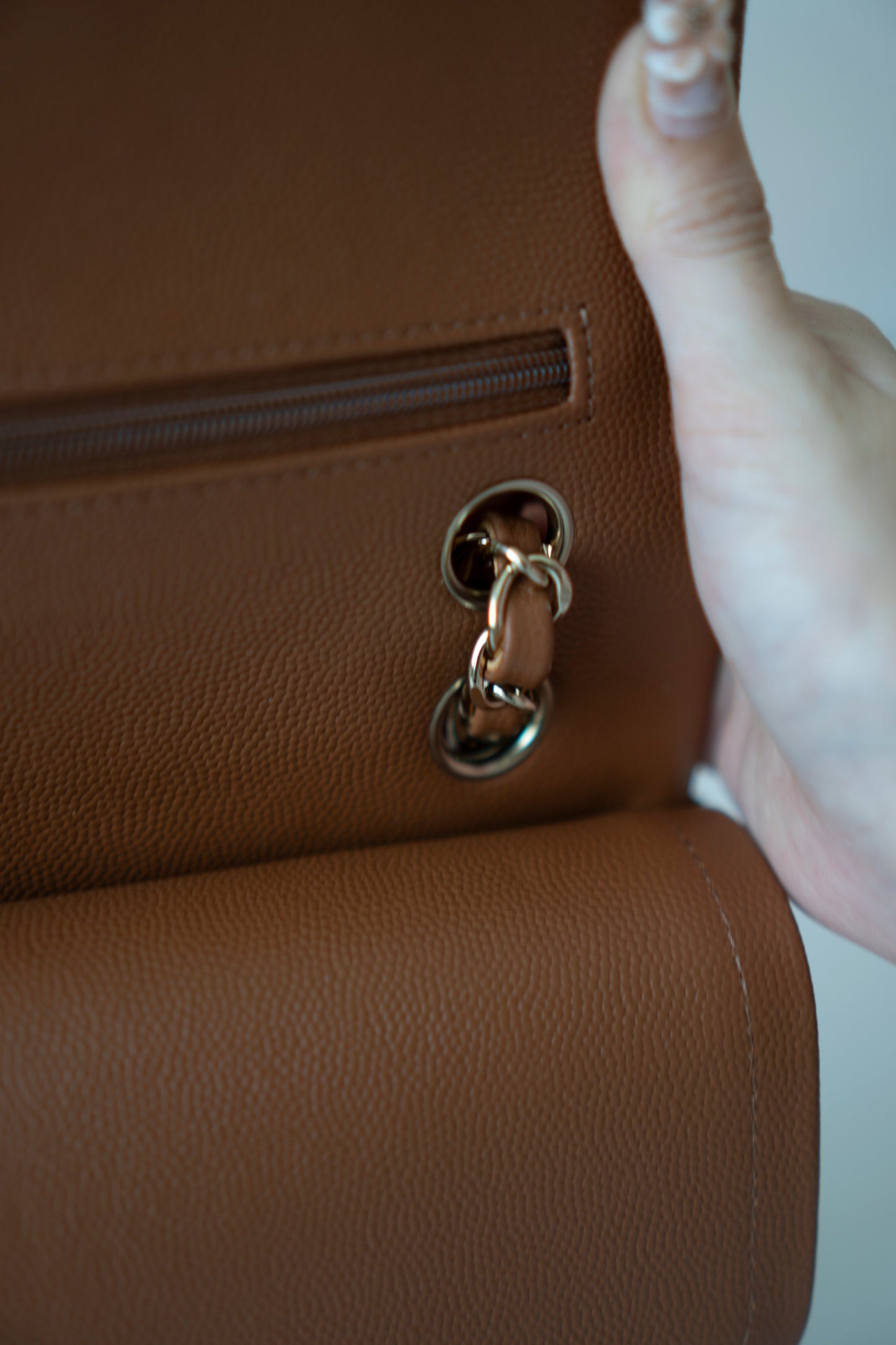 Classic Flap Medium – Caramel Caviar Leather with Light Gold Hardware