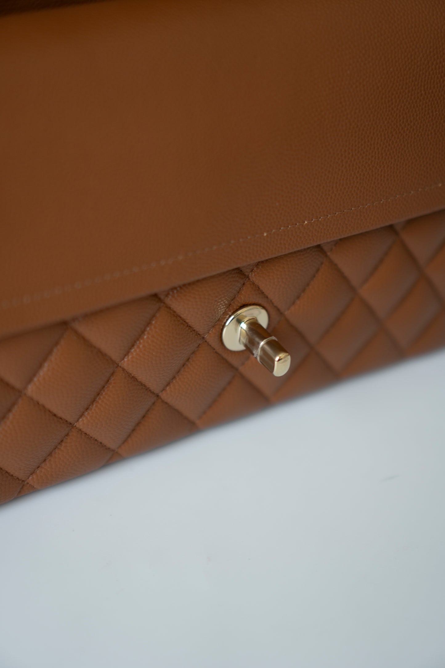 Classic Flap Medium – Caramel Caviar Leather with Light Gold Hardware