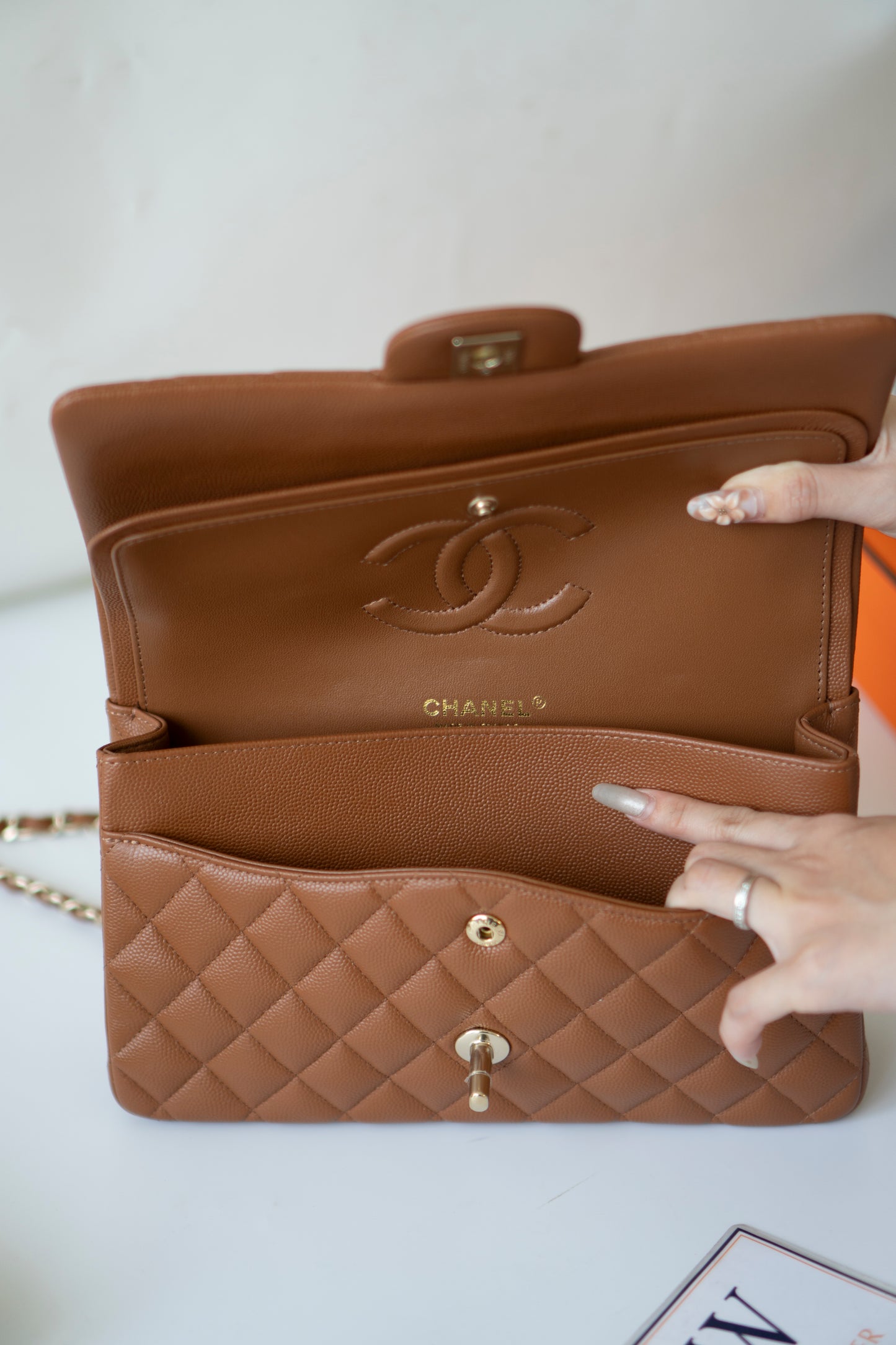 Classic Flap Medium – Caramel Caviar Leather with Light Gold Hardware