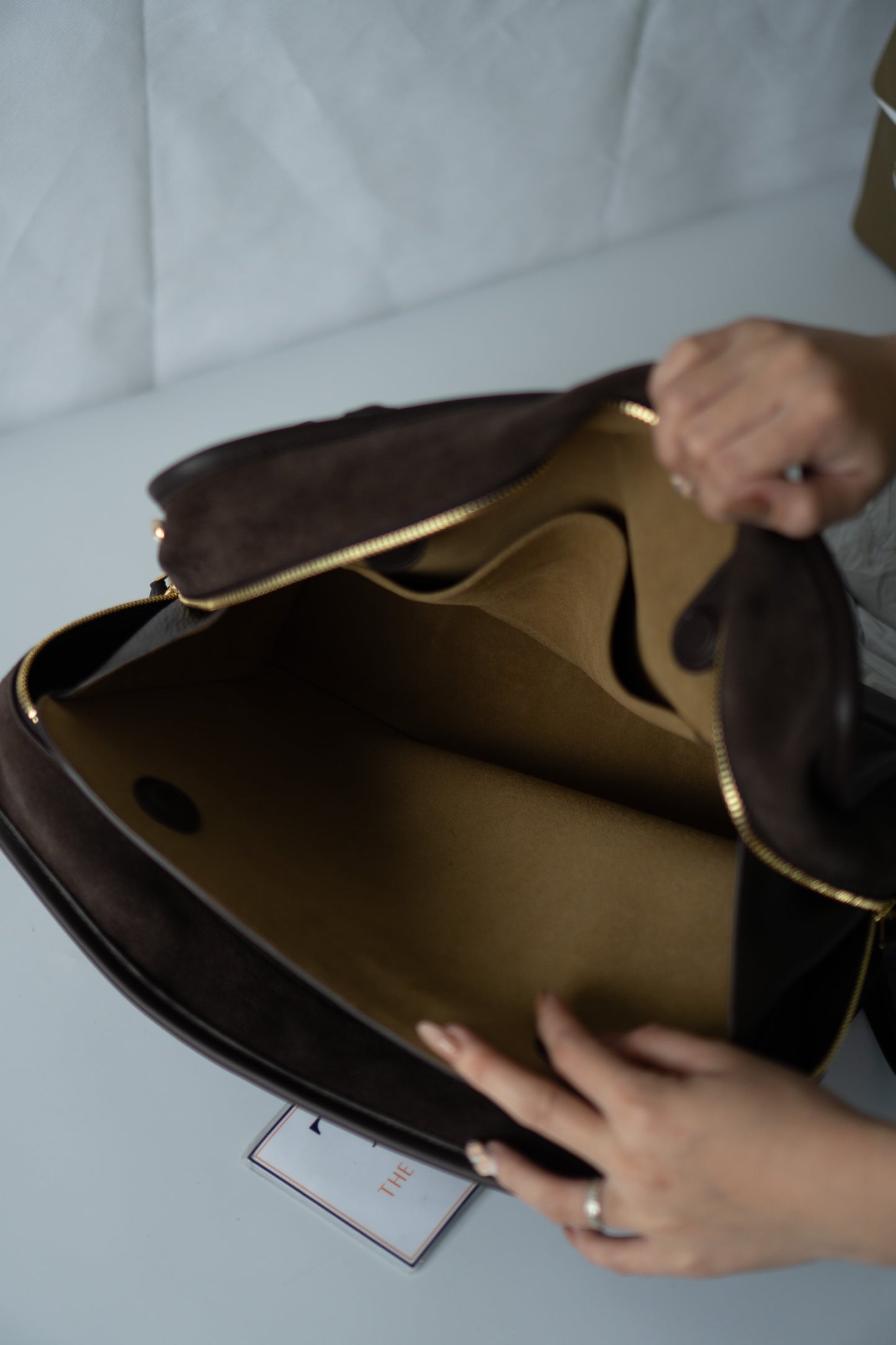 Amazona Large Suede Top Handle Bag – Dark Chocolate Brown