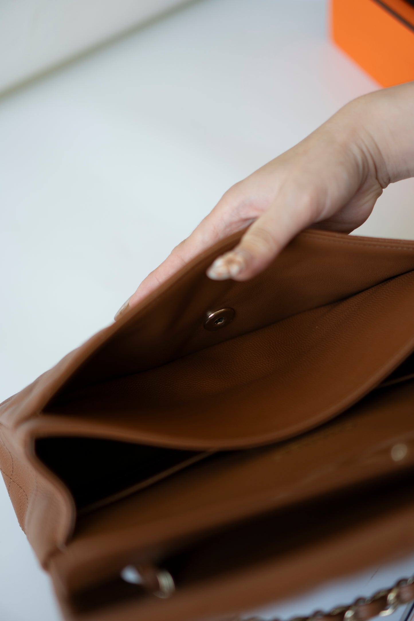 Classic Flap Medium – Caramel Caviar Leather with Light Gold Hardware