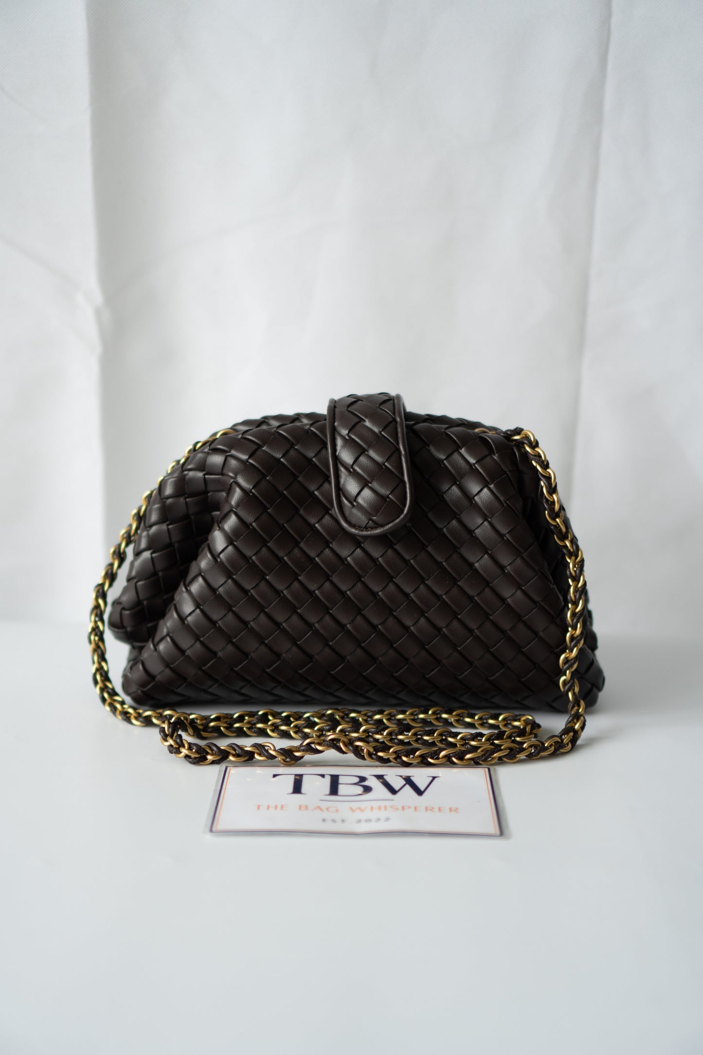Lauren Woven Clutch Bag with Chain – Fondant Lambskin
