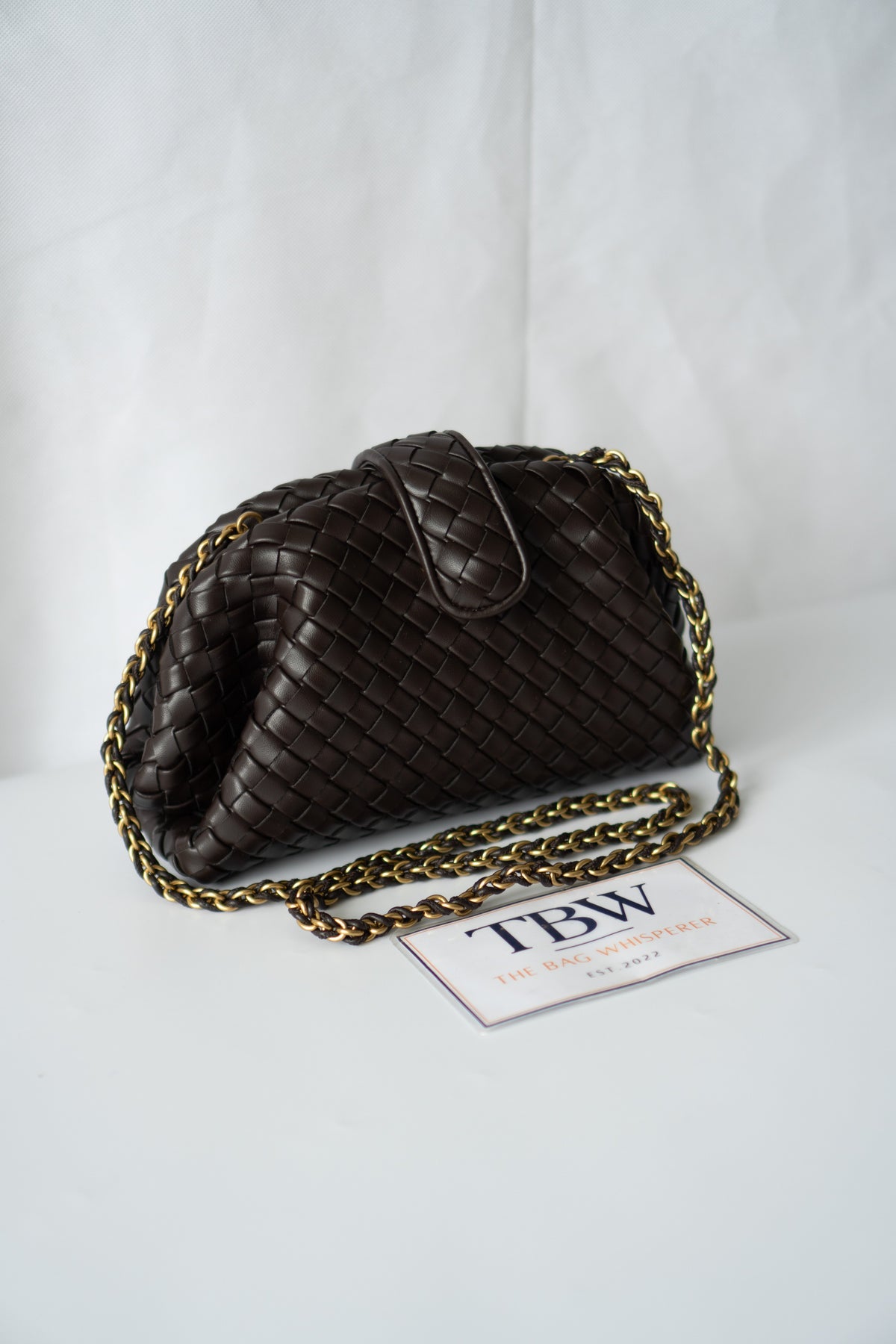Lauren Woven Clutch Bag with Chain – Fondant Lambskin