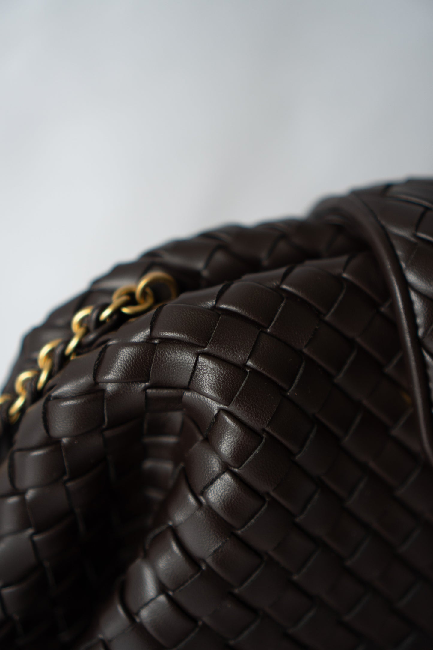 Lauren Woven Clutch Bag with Chain – Fondant Lambskin