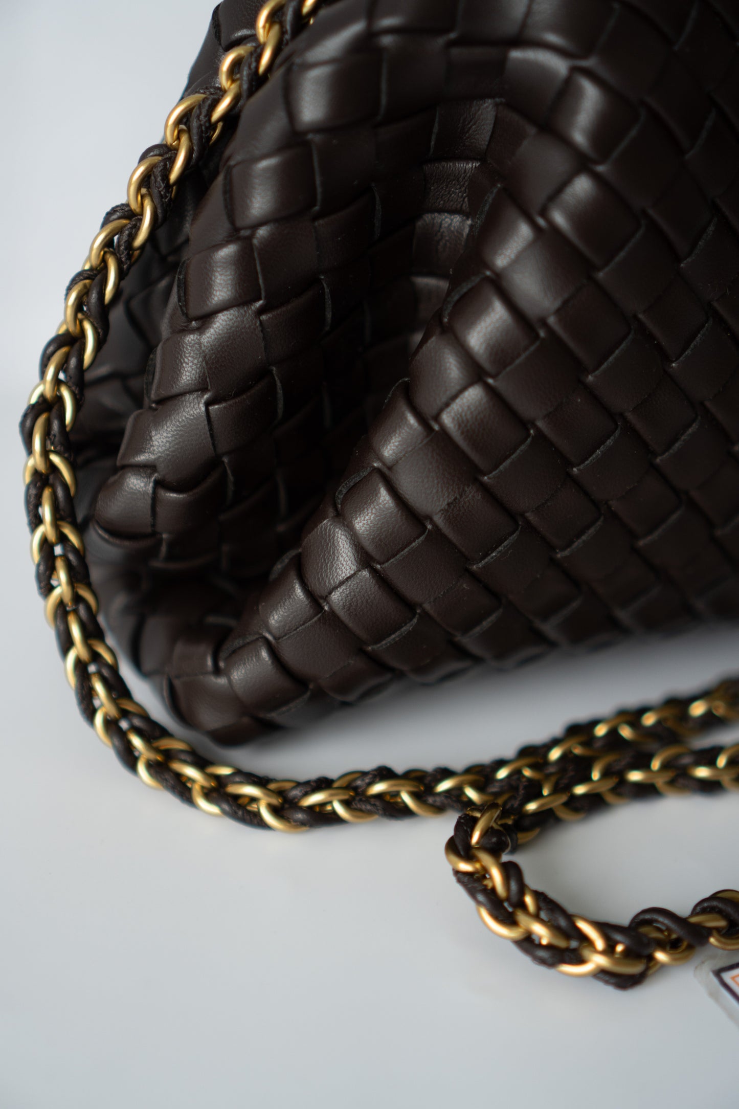 Lauren Woven Clutch Bag with Chain – Fondant Lambskin