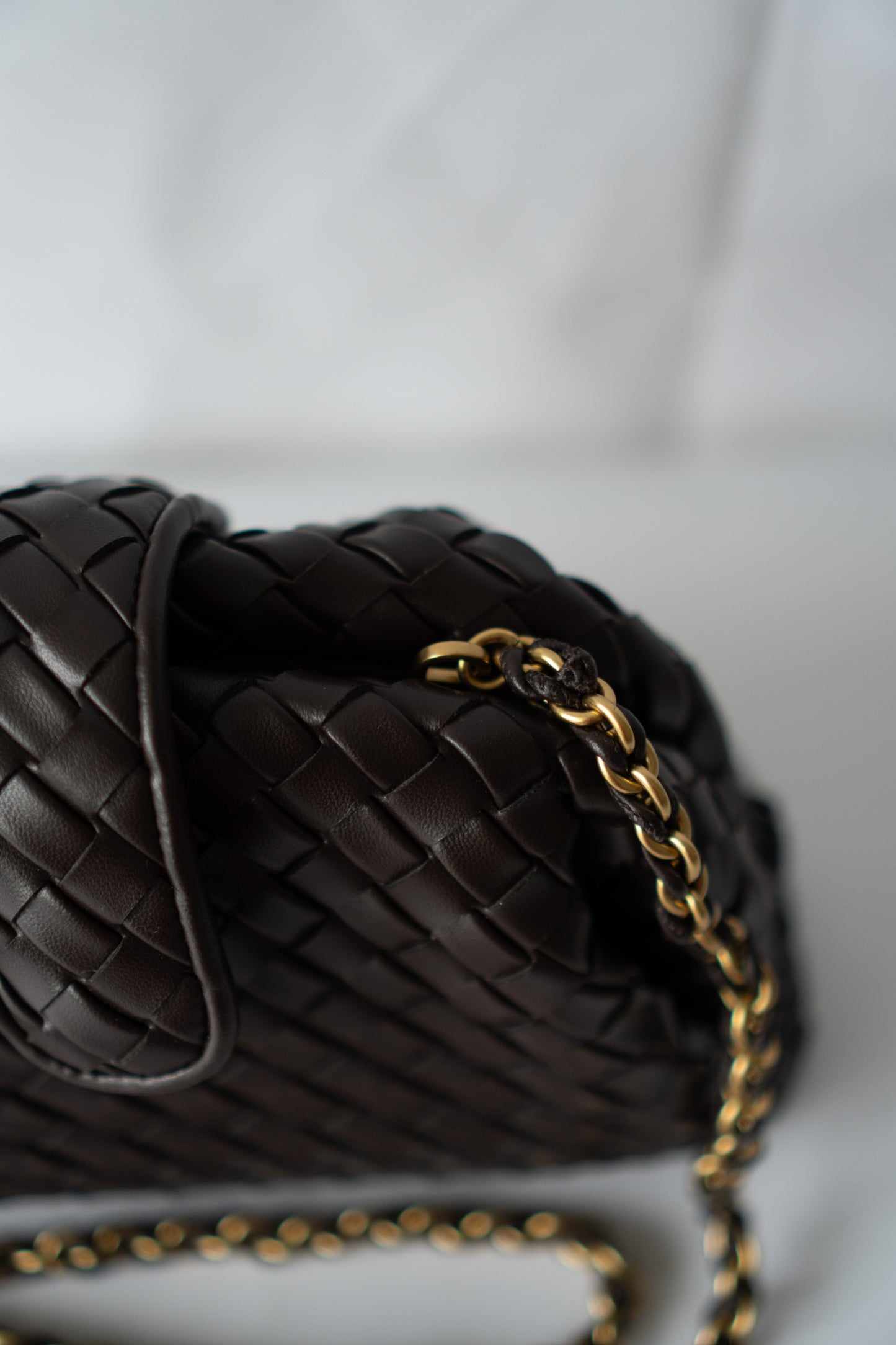 Lauren Woven Clutch Bag with Chain – Fondant Lambskin