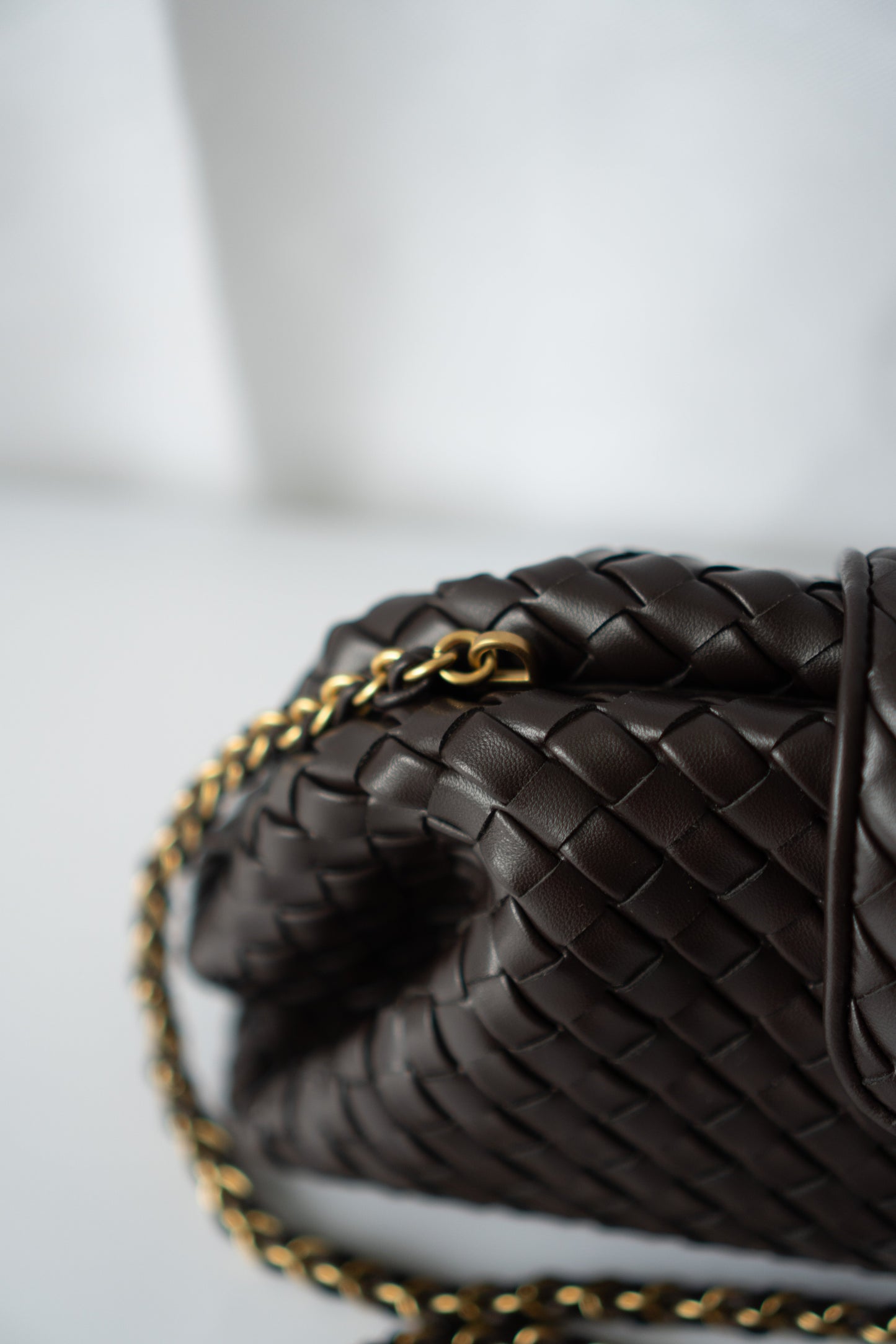 Lauren Woven Clutch Bag with Chain – Fondant Lambskin