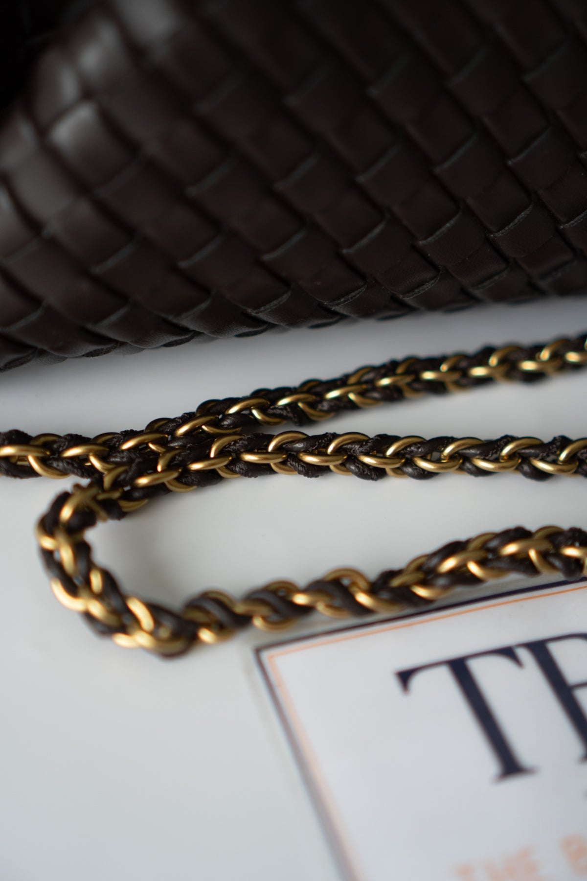 Lauren Woven Clutch Bag with Chain – Fondant Lambskin