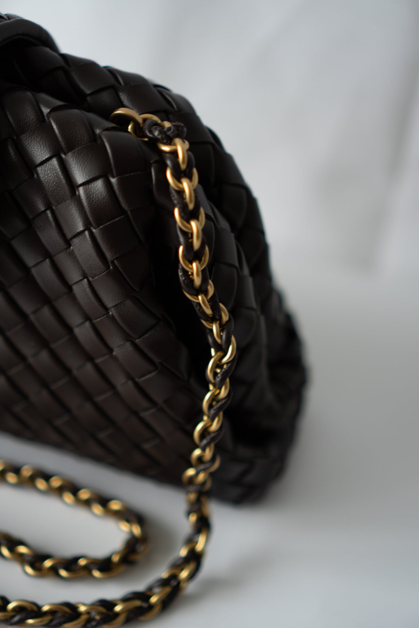 Lauren Woven Clutch Bag with Chain – Fondant Lambskin