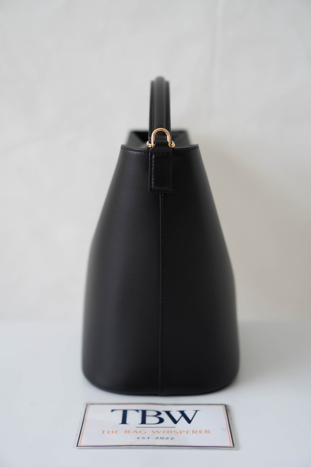 Triomphe Medium Bucket Bag – Black Smooth Calfskin in Gold Hardware