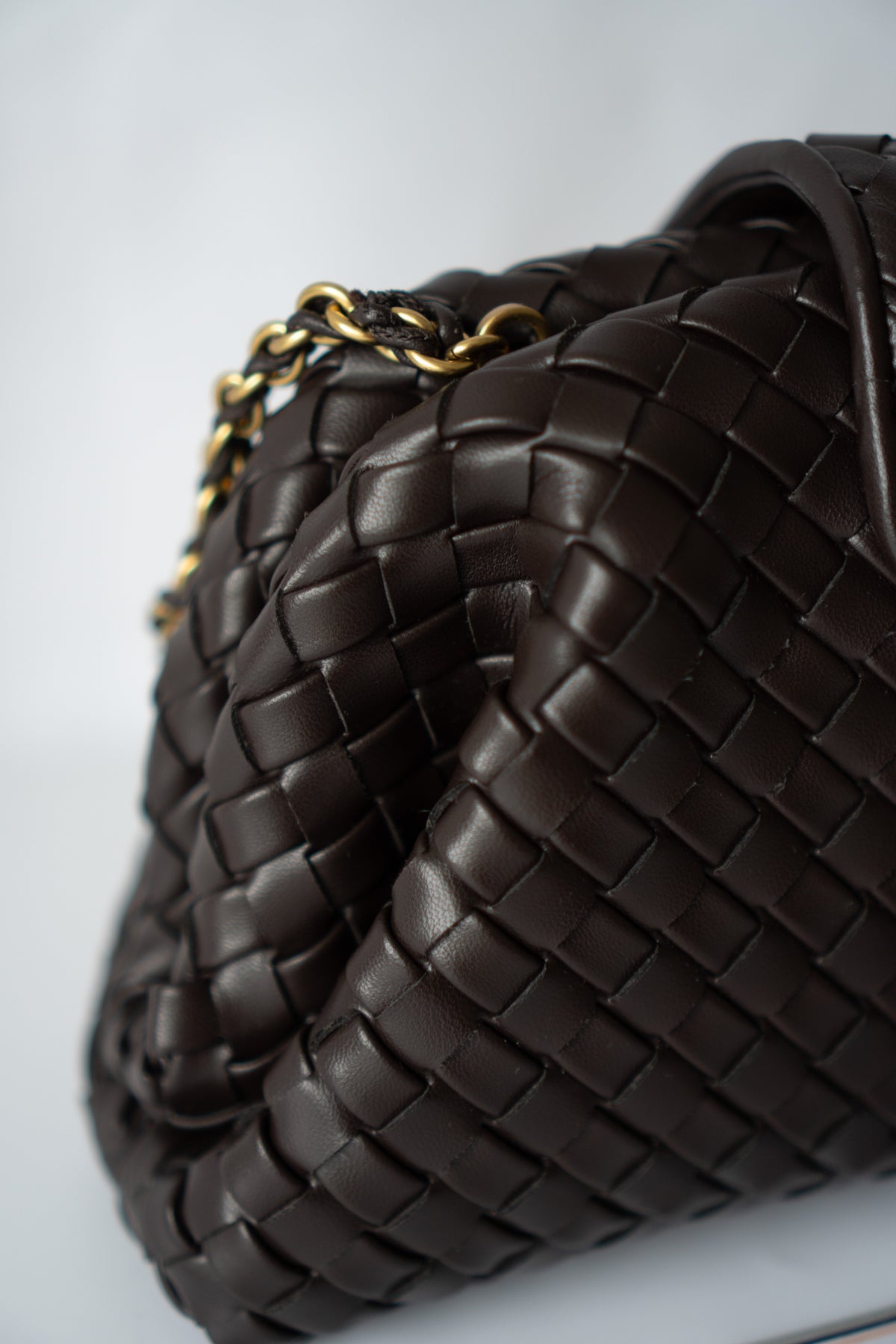 Lauren Woven Clutch Bag with Chain – Fondant Lambskin