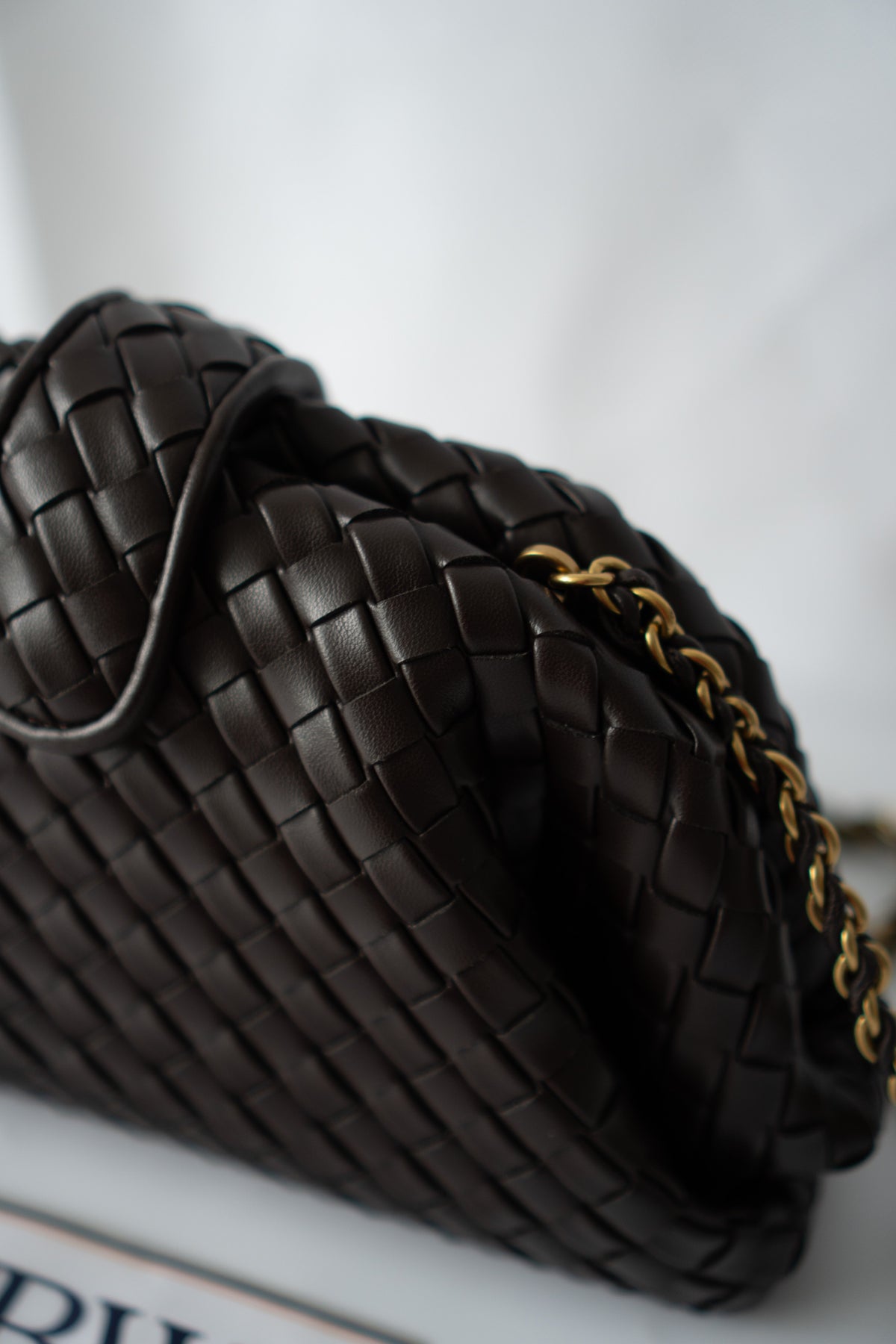 Lauren Woven Clutch Bag with Chain – Fondant Lambskin