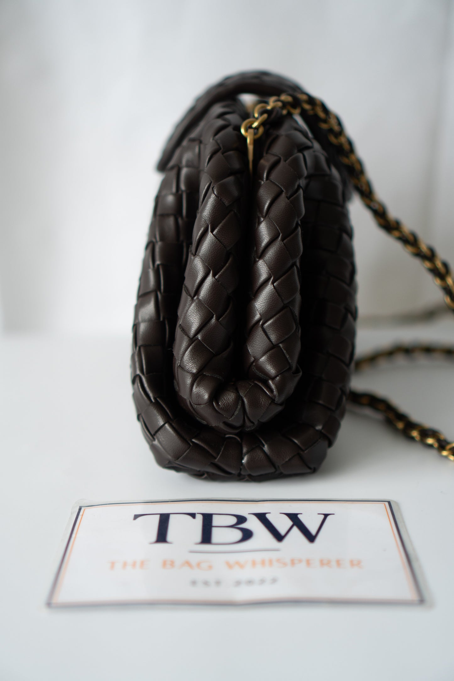 Lauren Woven Clutch Bag with Chain – Fondant Lambskin