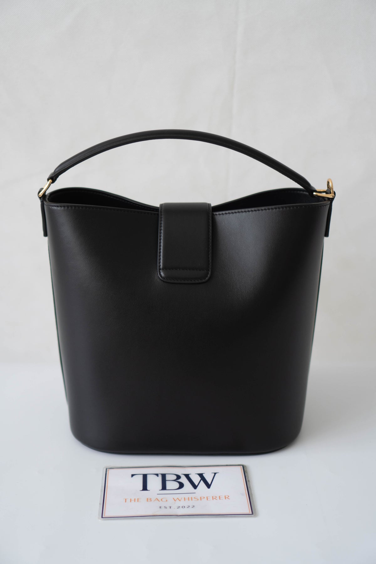Triomphe Medium Bucket Bag – Black Smooth Calfskin in Gold Hardware