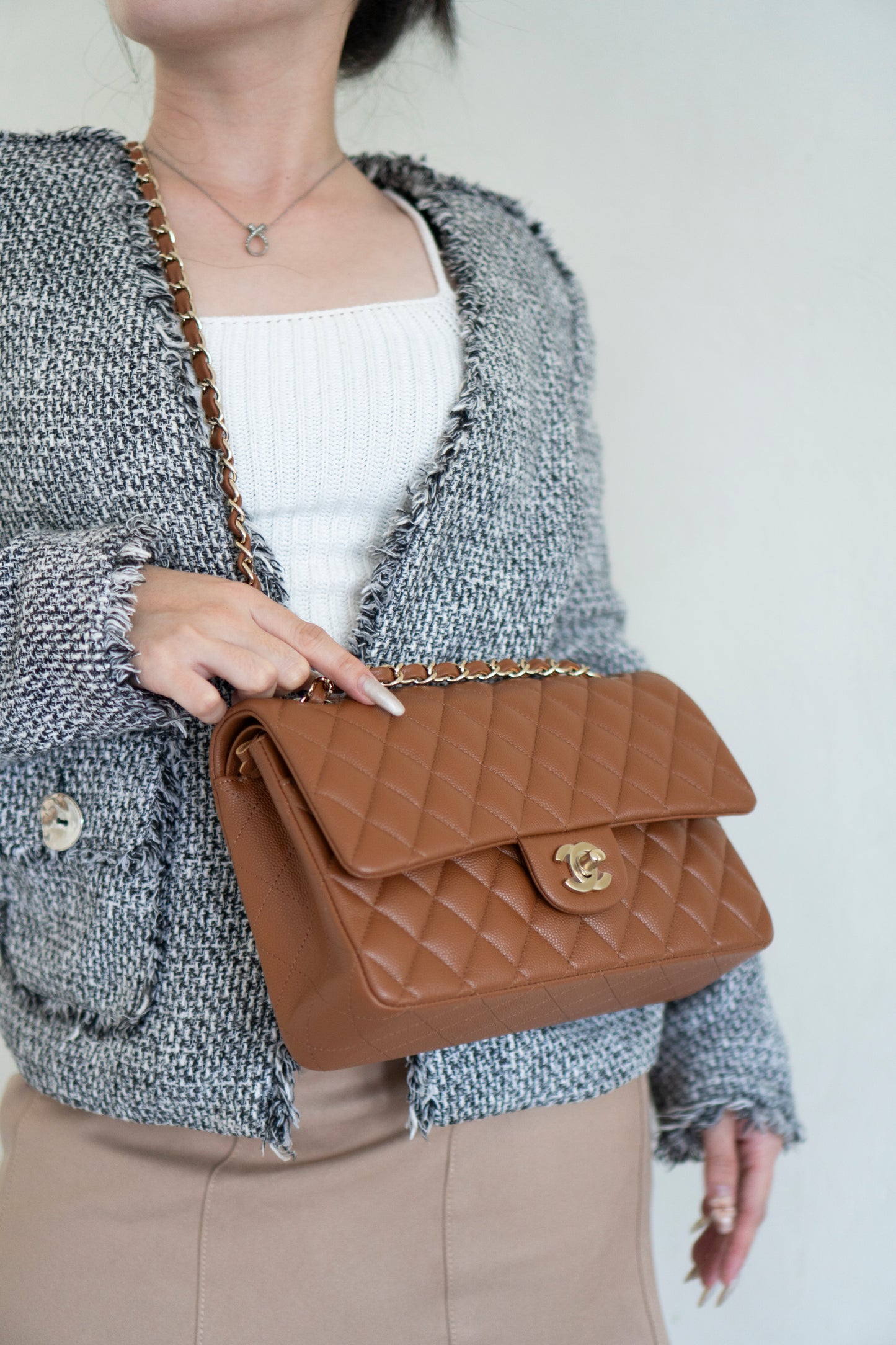 Classic Flap Medium – Caramel Caviar Leather with Light Gold Hardware