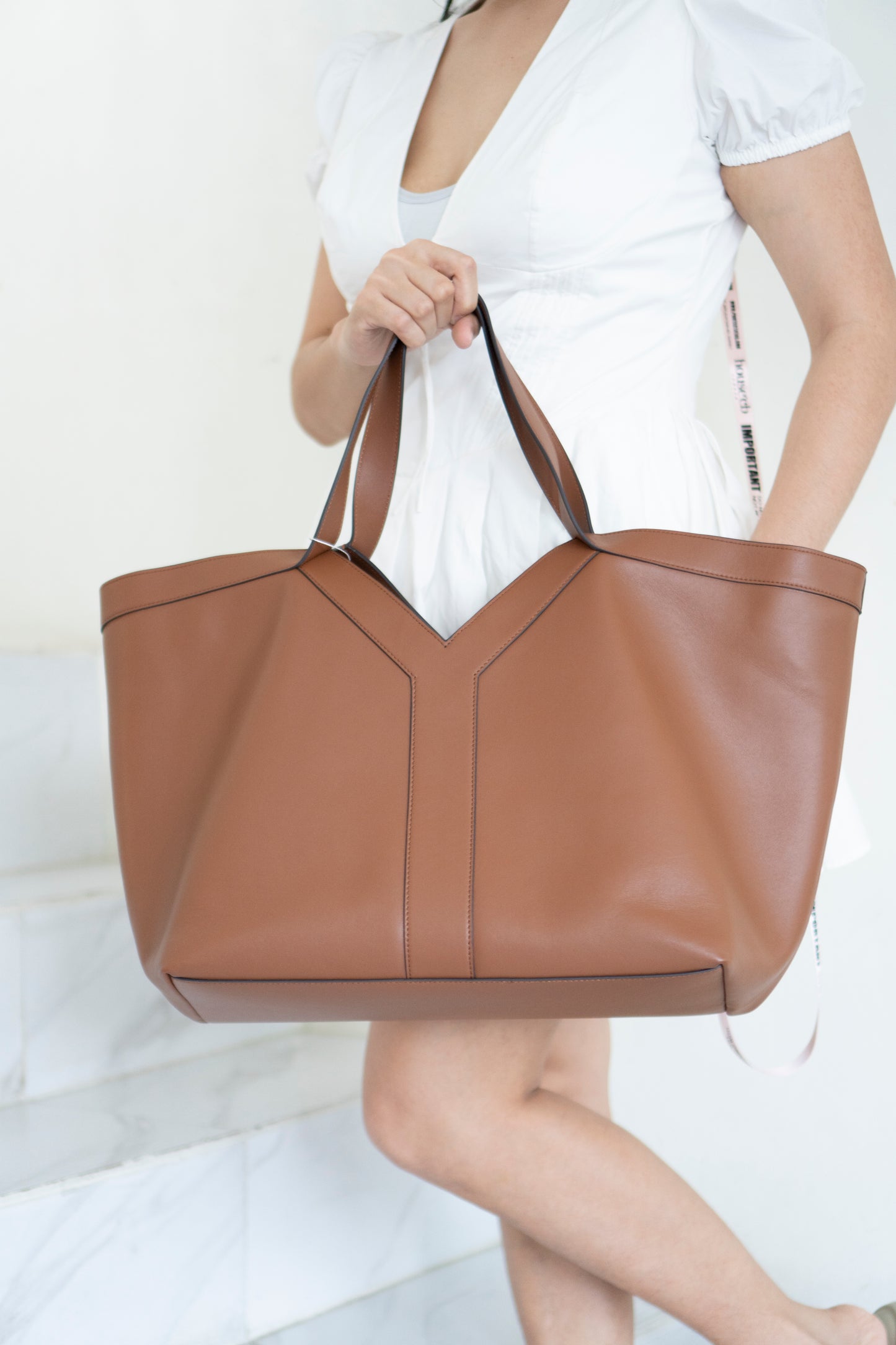 Y Tote in large Find Grained Calfskin with Gold hardware