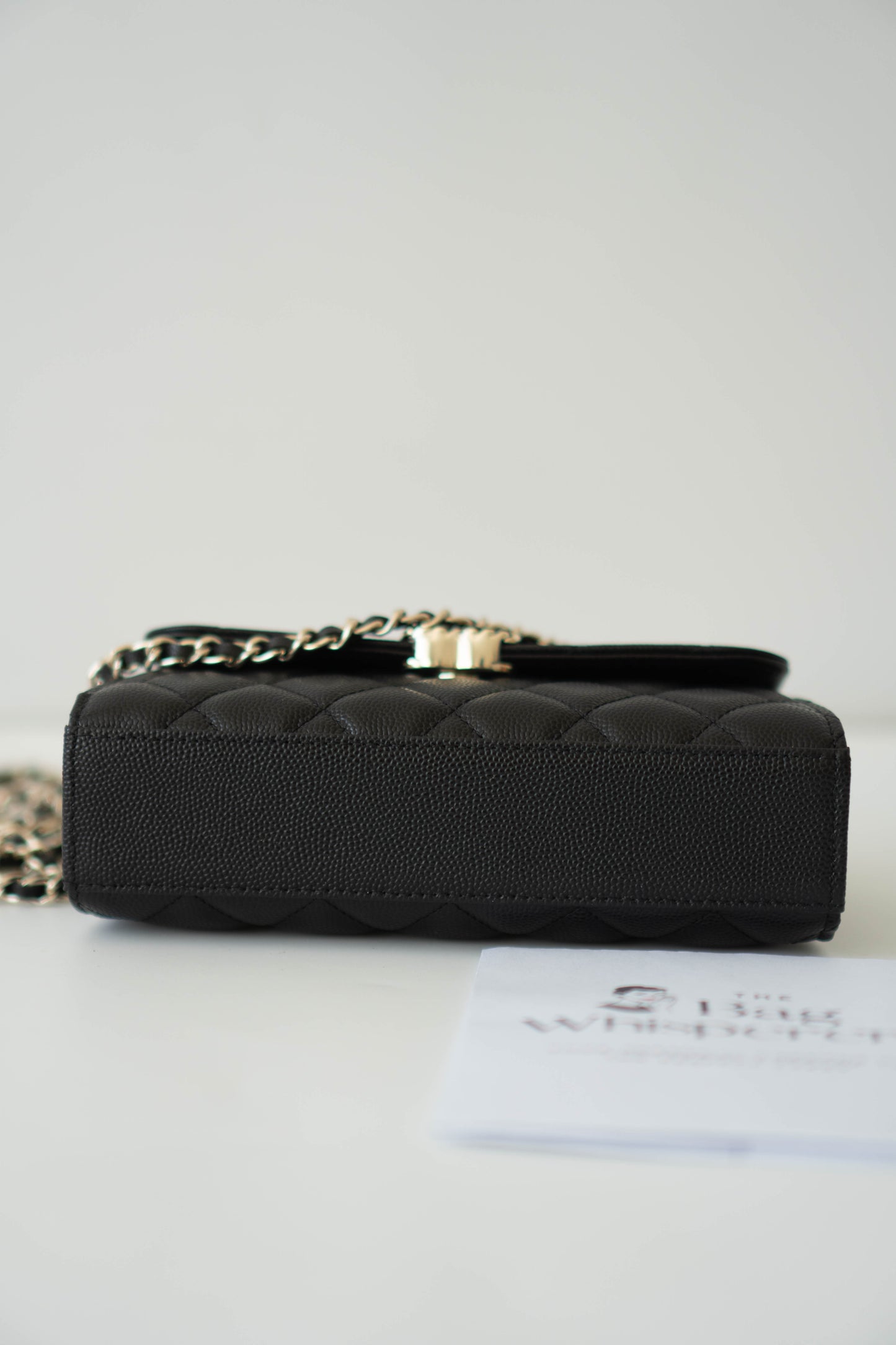 23p Top Handle with Chain in Black Shiny Lambskin with Light Gold hardware