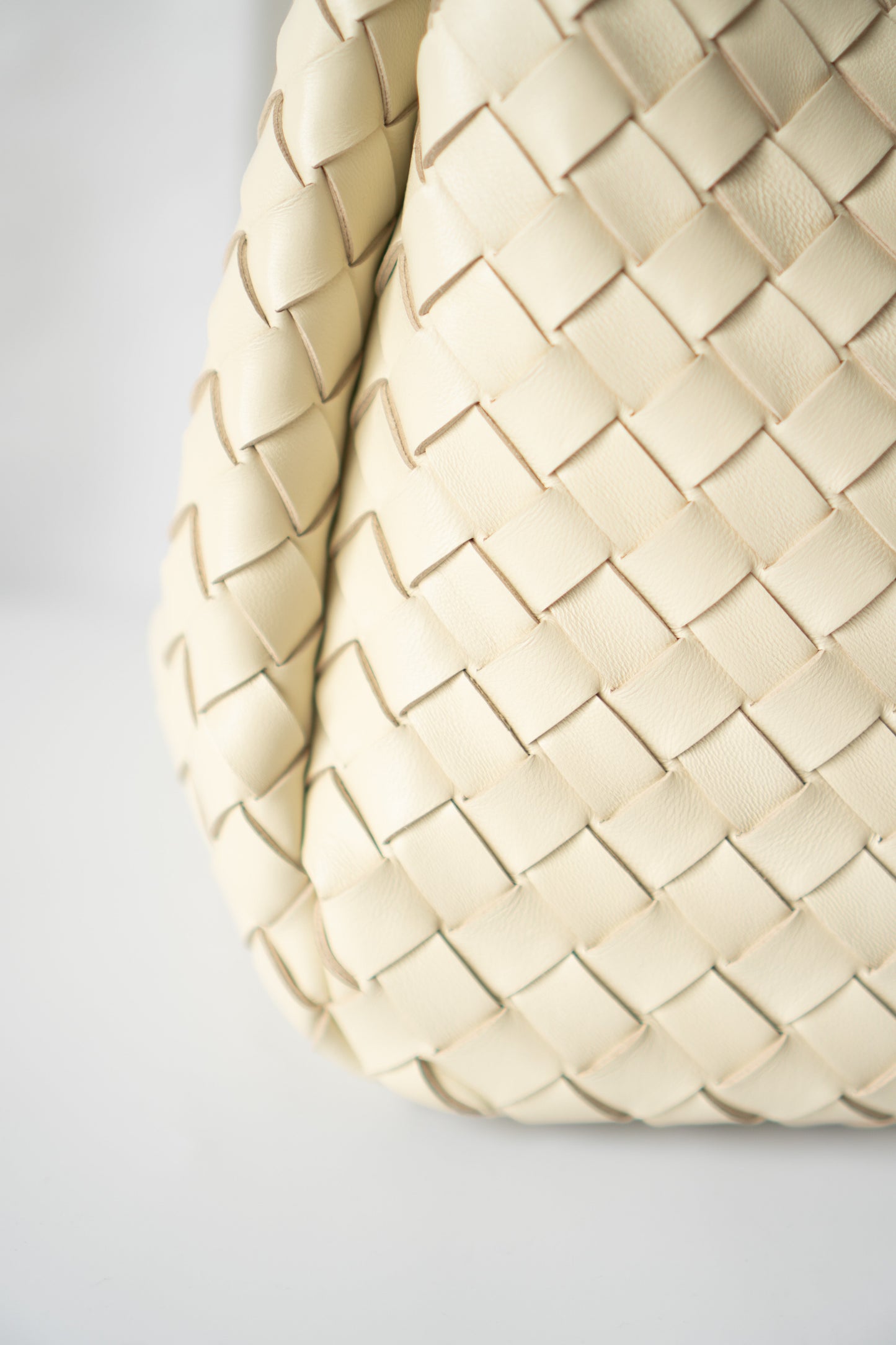 Woven Hobo Bag – Cream Lambskin