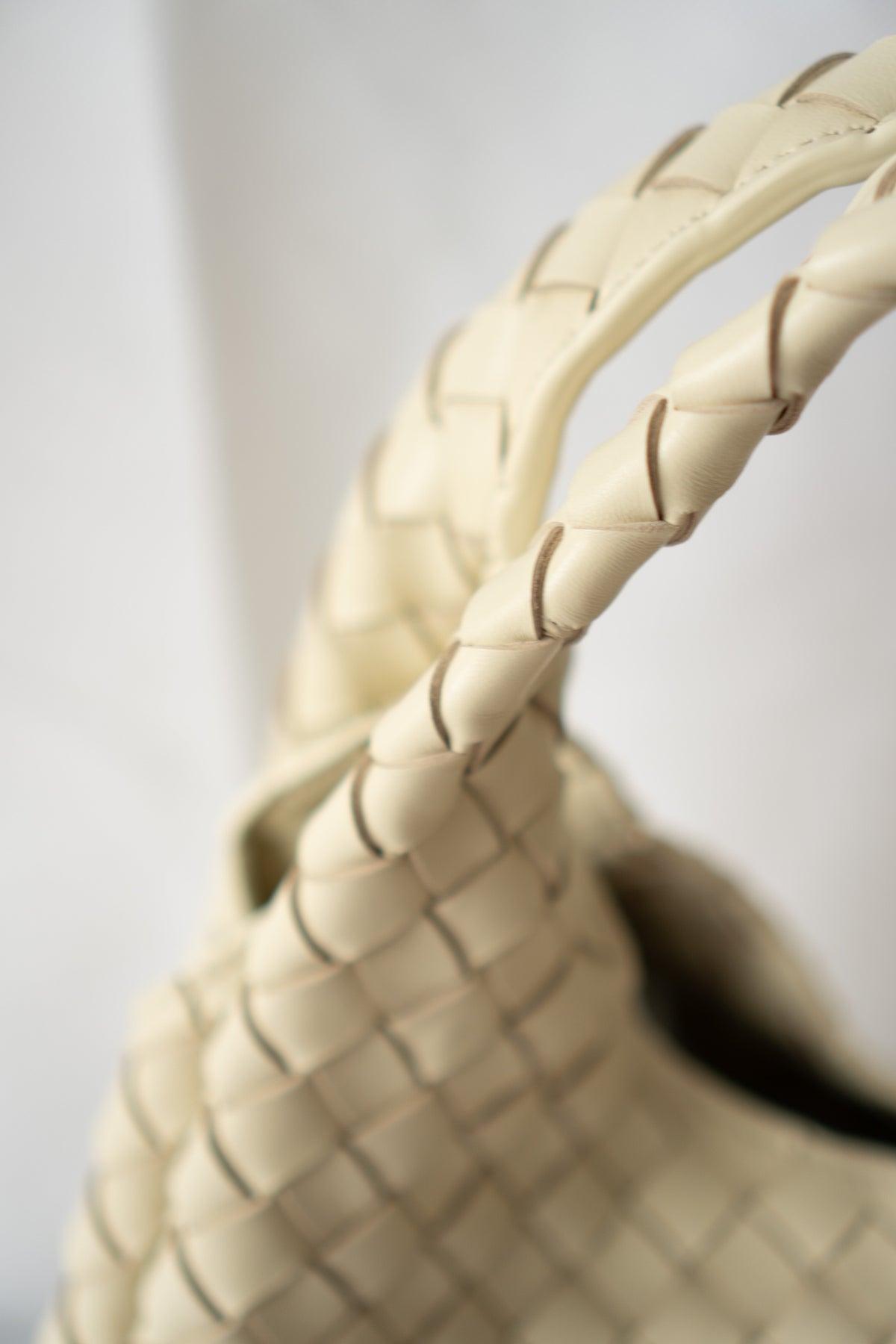 Woven Hobo Bag – Cream Lambskin