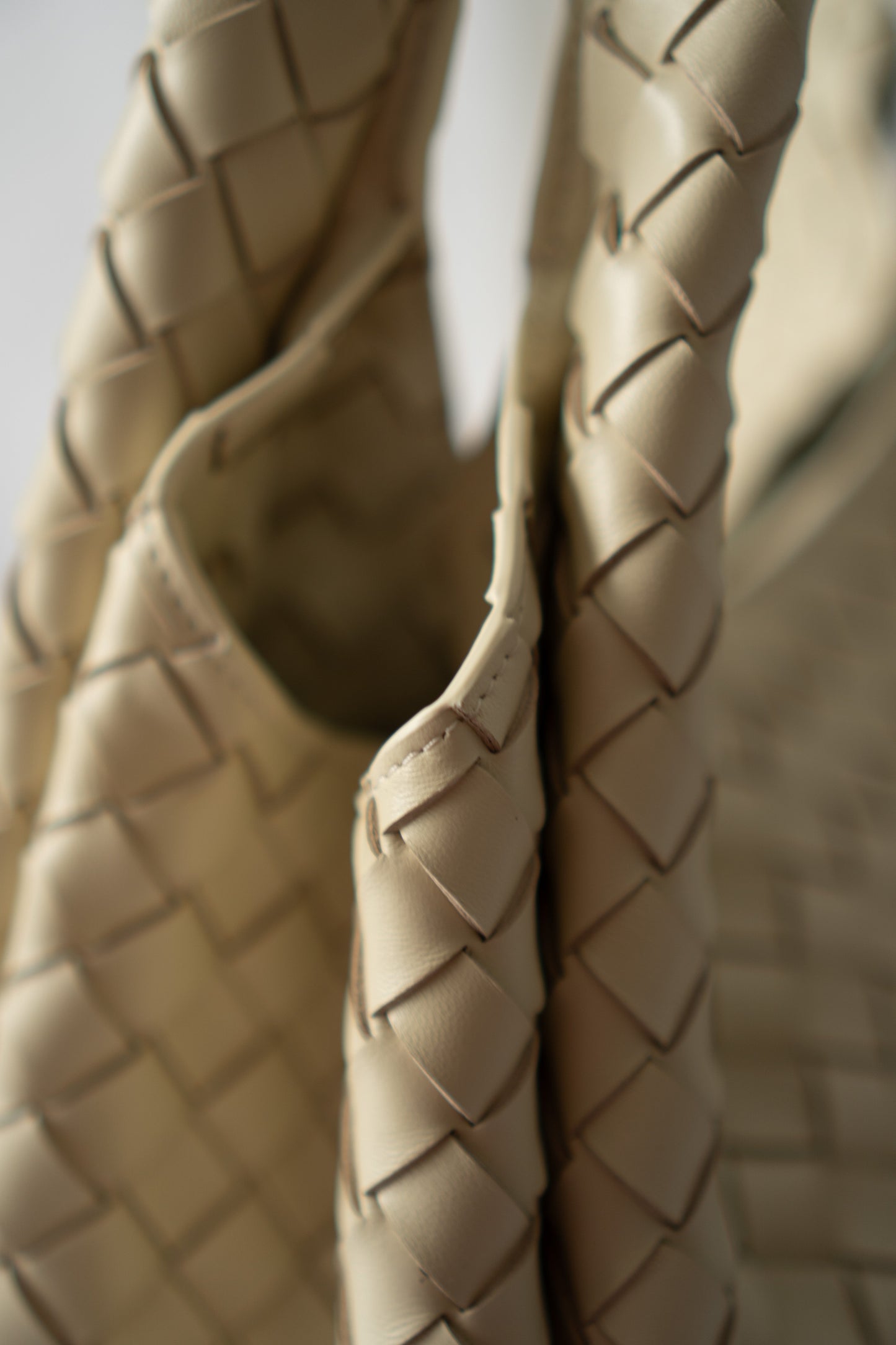 Woven Hobo Bag – Cream Lambskin