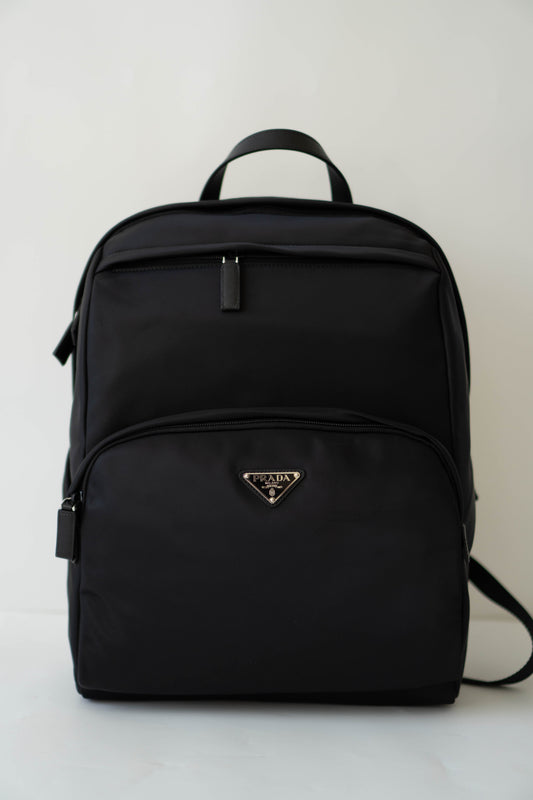 Re-nylon and Saffiano Leather Backpack
