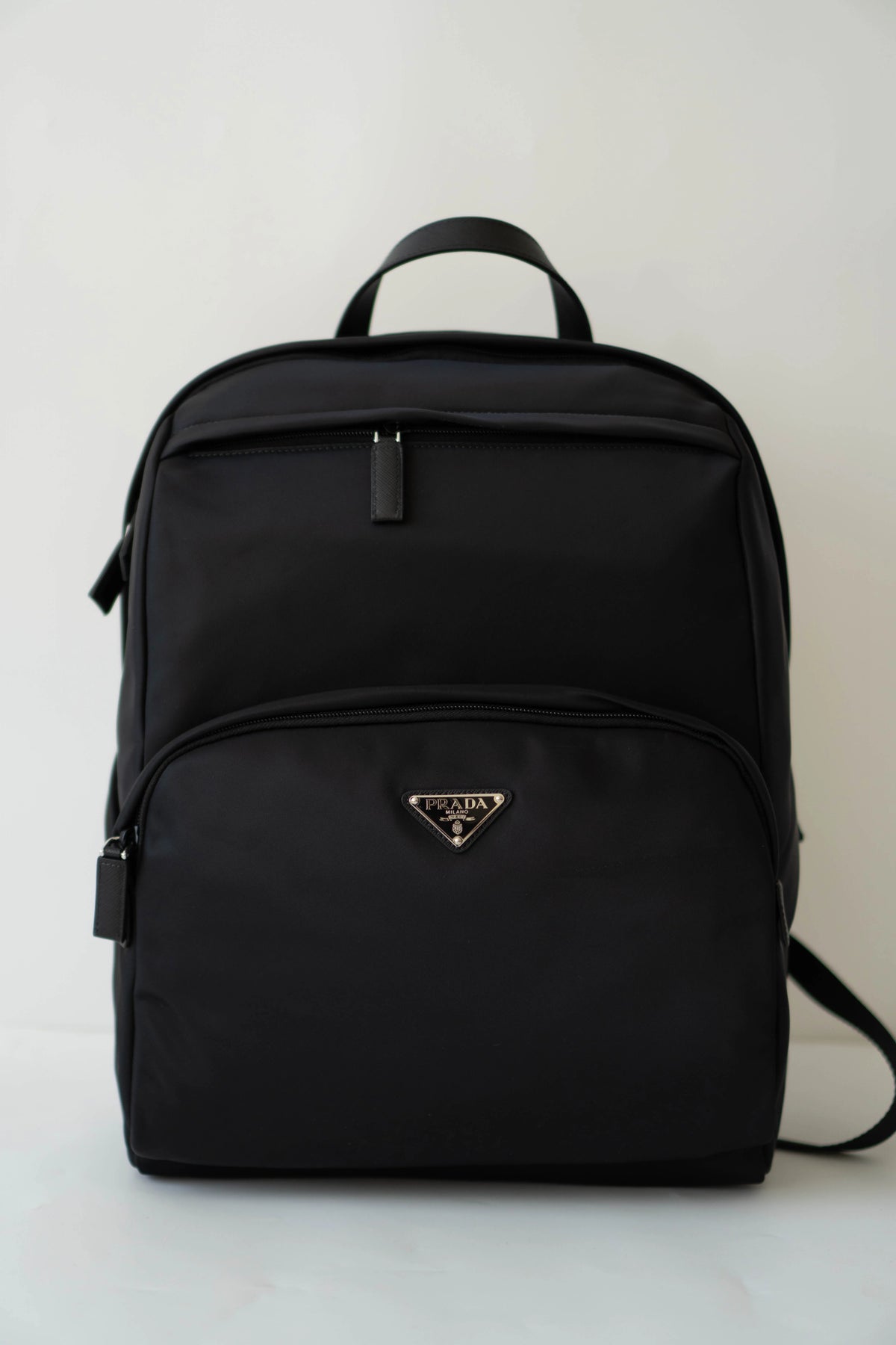 Re-nylon and Saffiano Leather Backpack