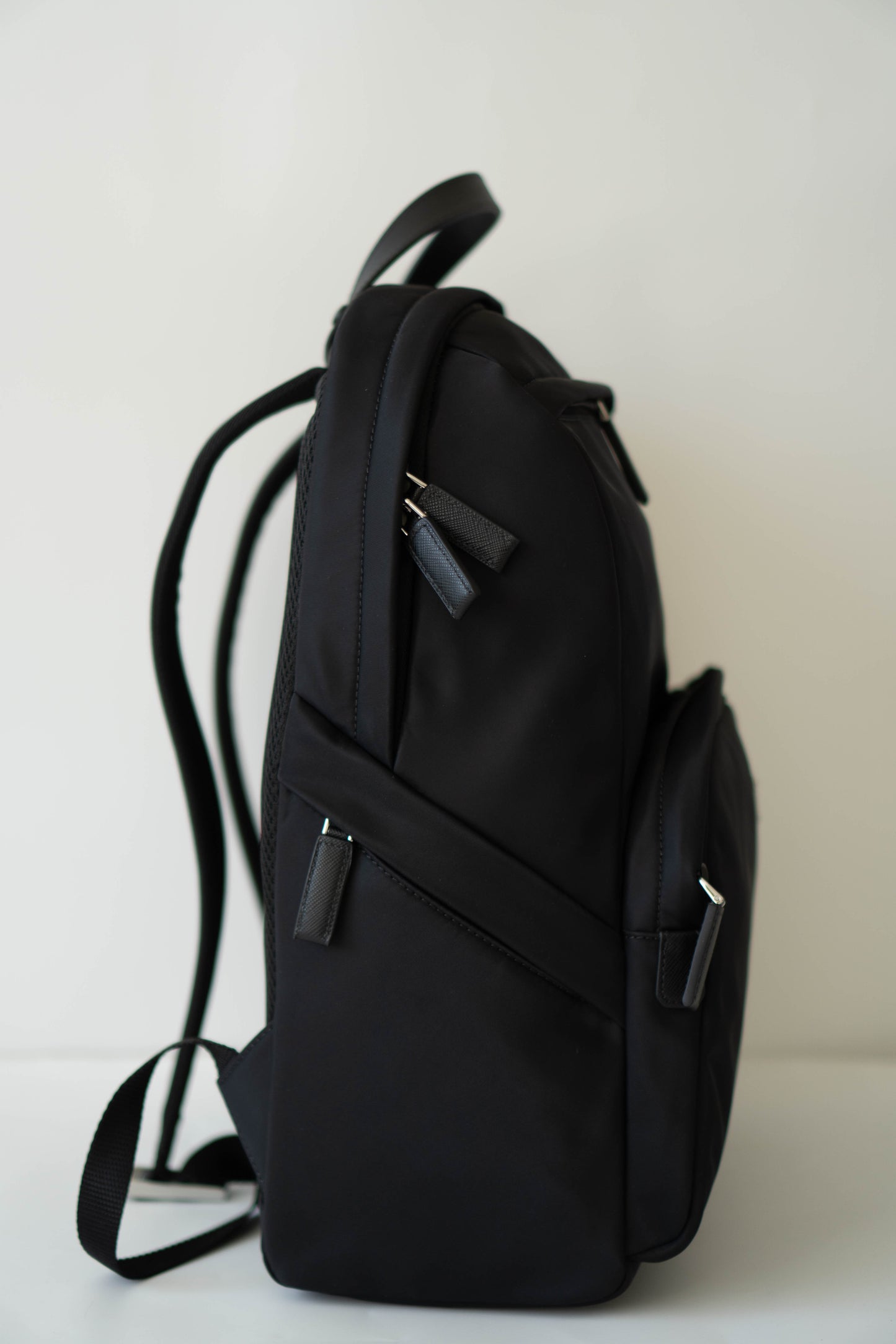 Re-nylon and Saffiano Leather Backpack
