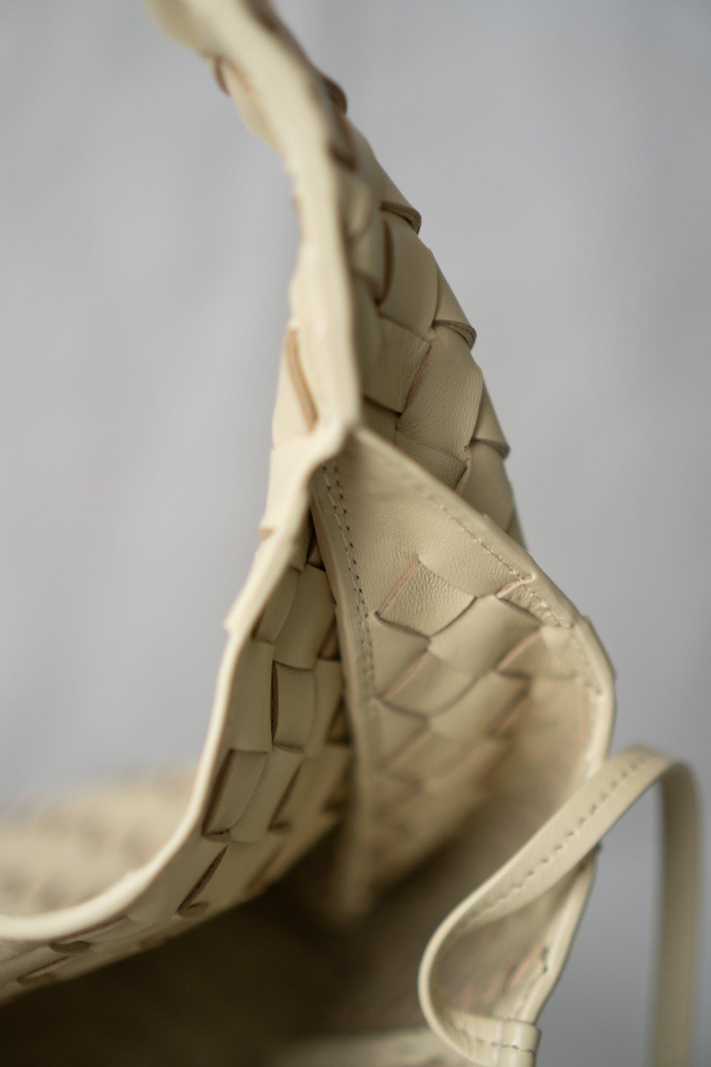 Woven Hobo Bag – Cream Lambskin