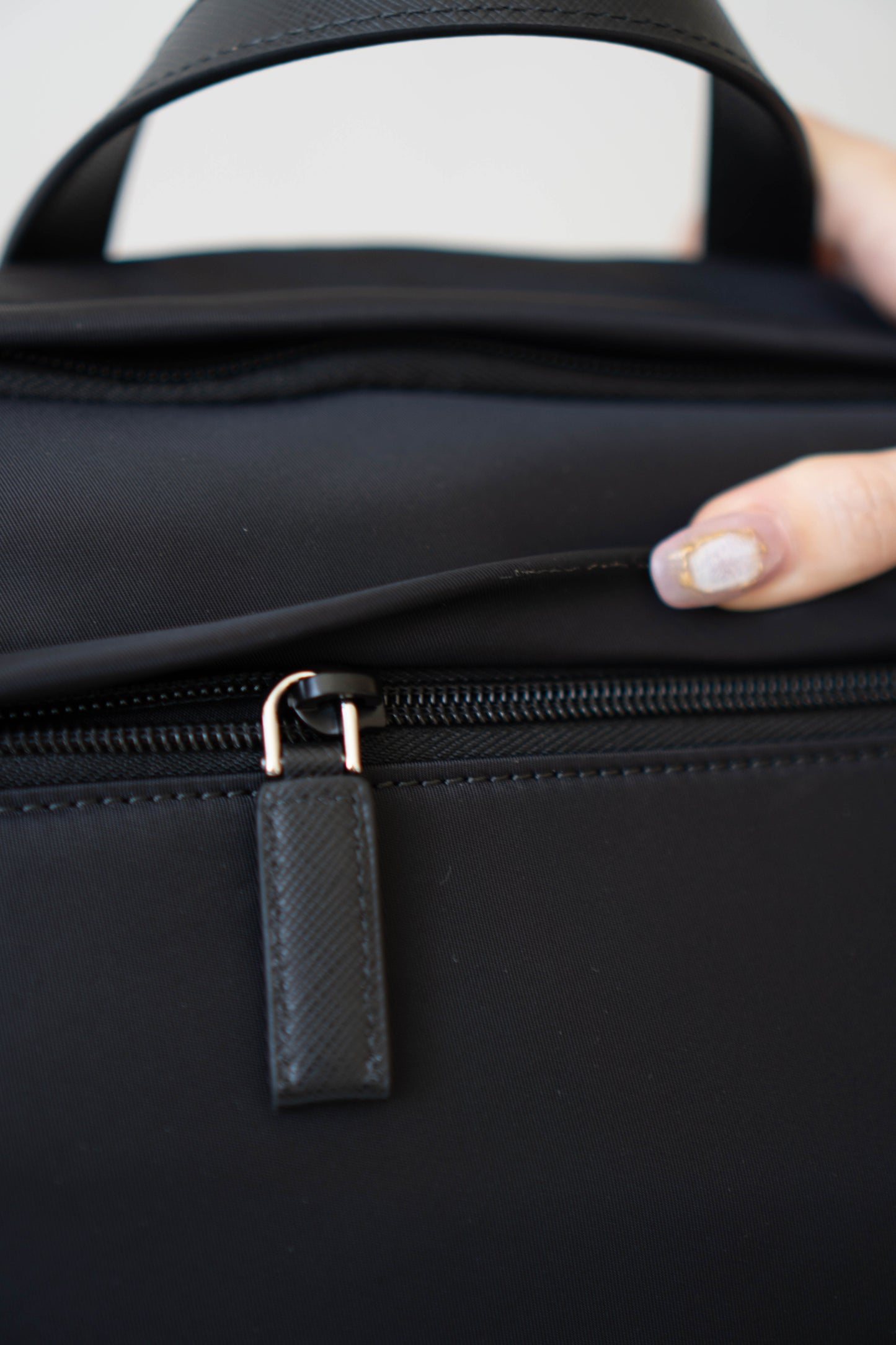 Re-nylon and Saffiano Leather Backpack