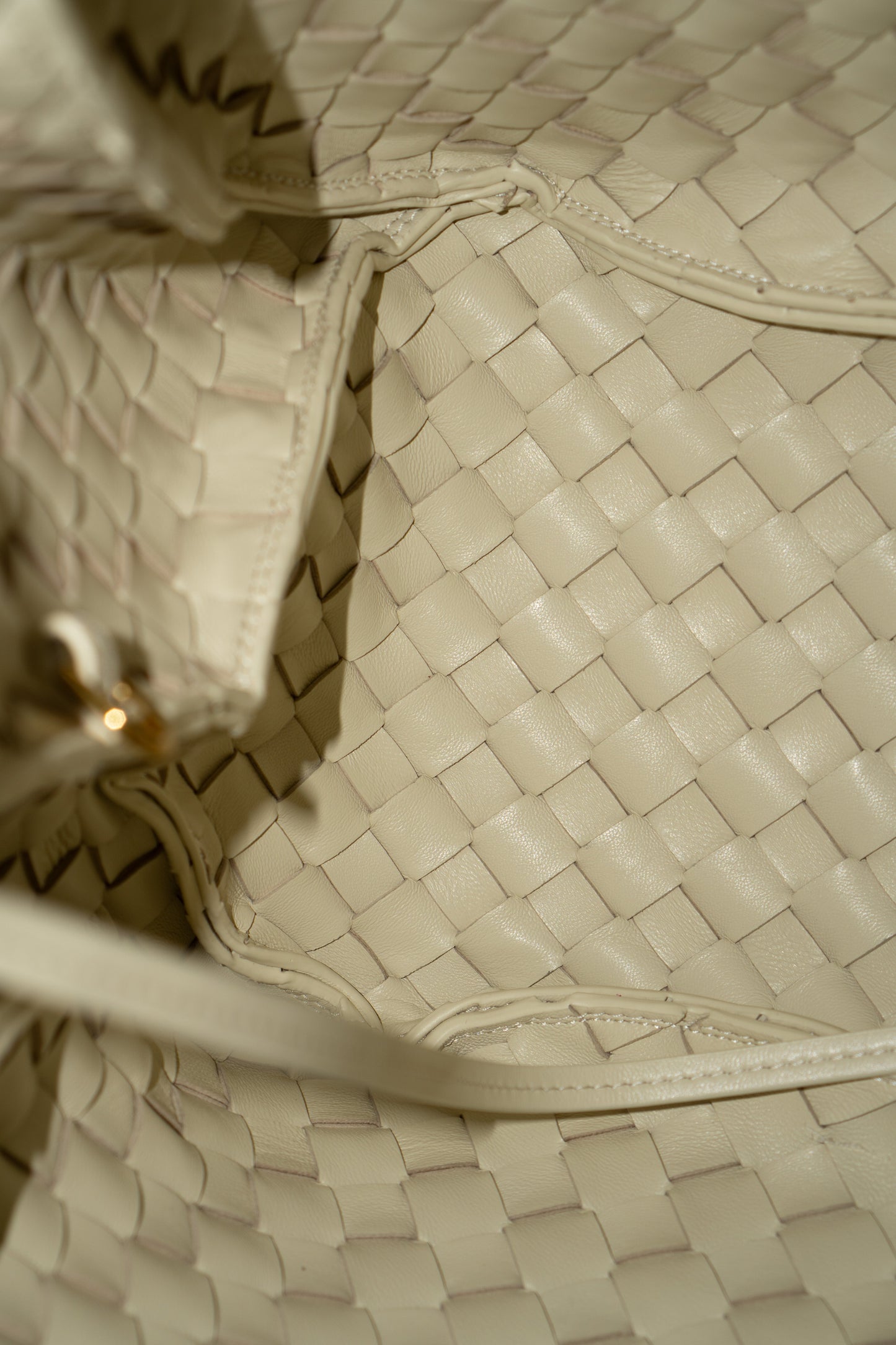 Woven Hobo Bag – Cream Lambskin