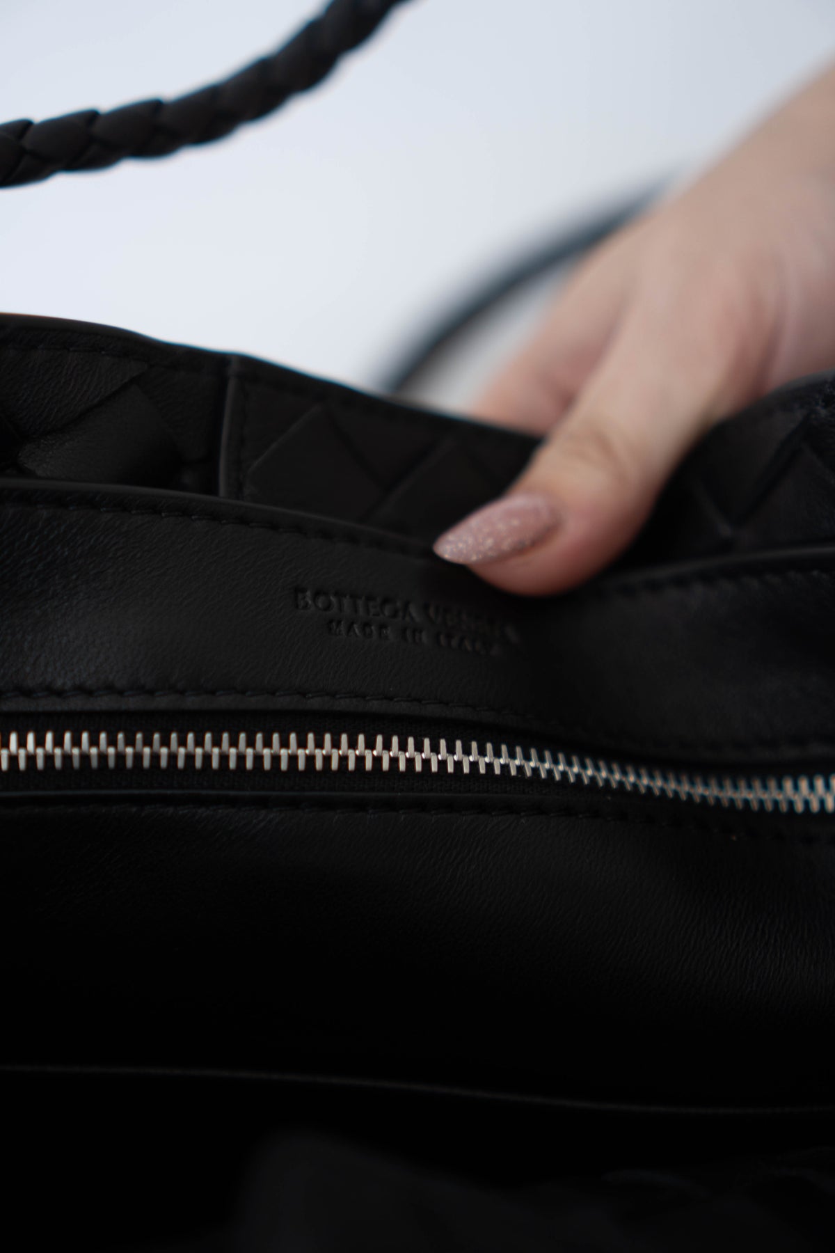 Andiamo Small Bag – Black Intrecciato Nappa Leather