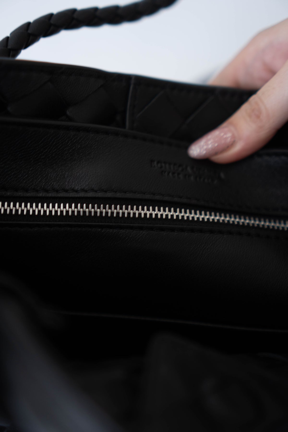 Andiamo Small Bag – Black Intrecciato Nappa Leather