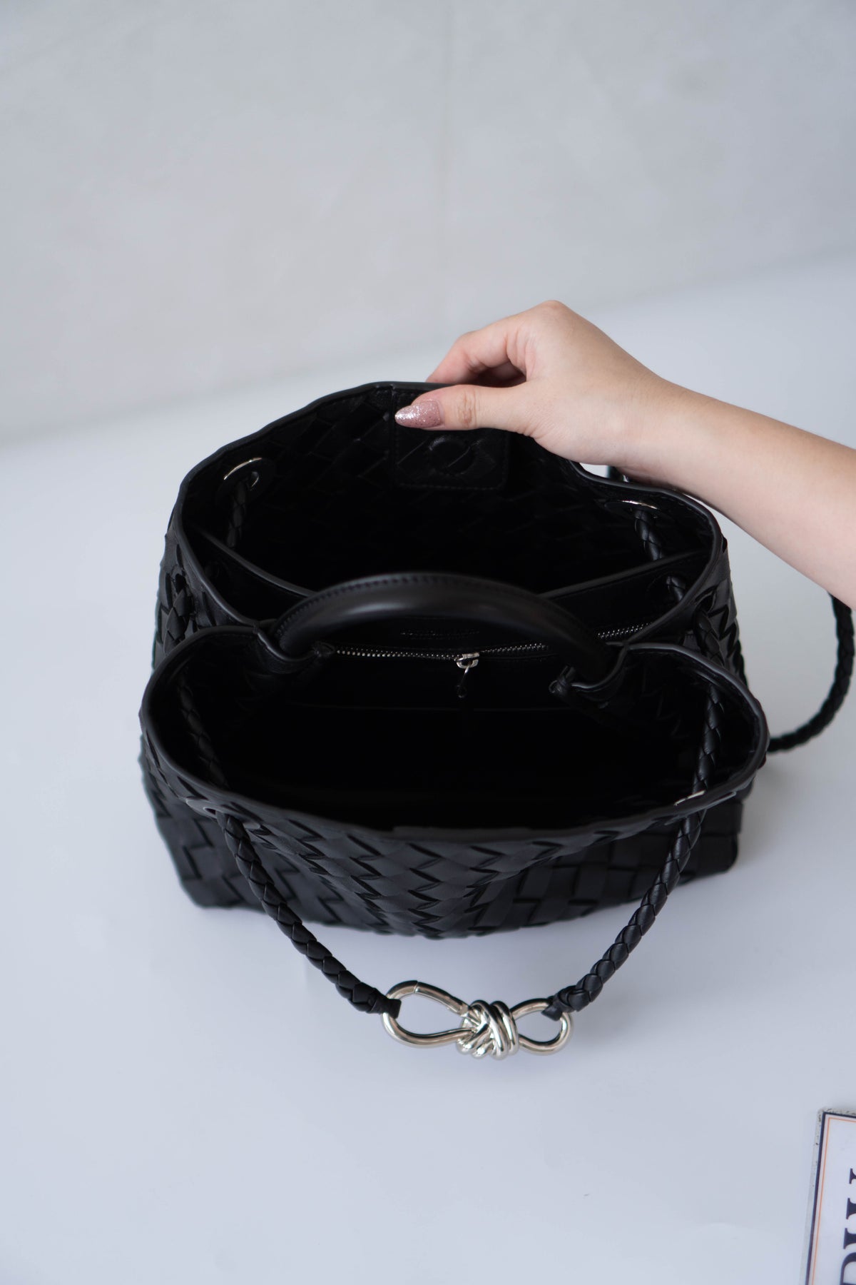 Andiamo Small Bag – Black Intrecciato Nappa Leather