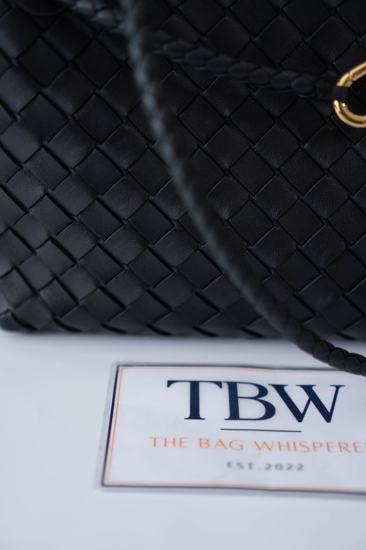 Andiamo Small Bag – Black Intrecciato Nappa Leather in Gold Hardware
