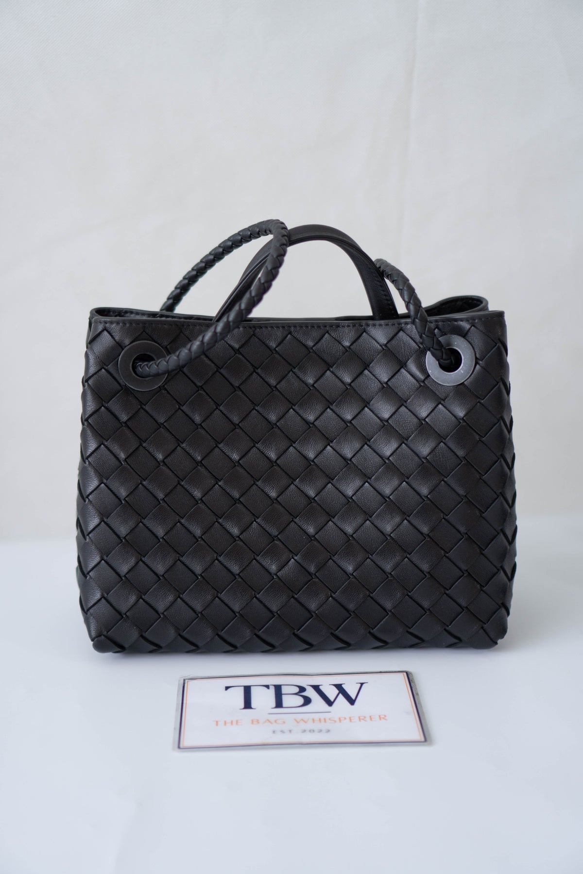 Andiamo Small Bag – Black Intrecciato Nappa Leather in Gold Hardware