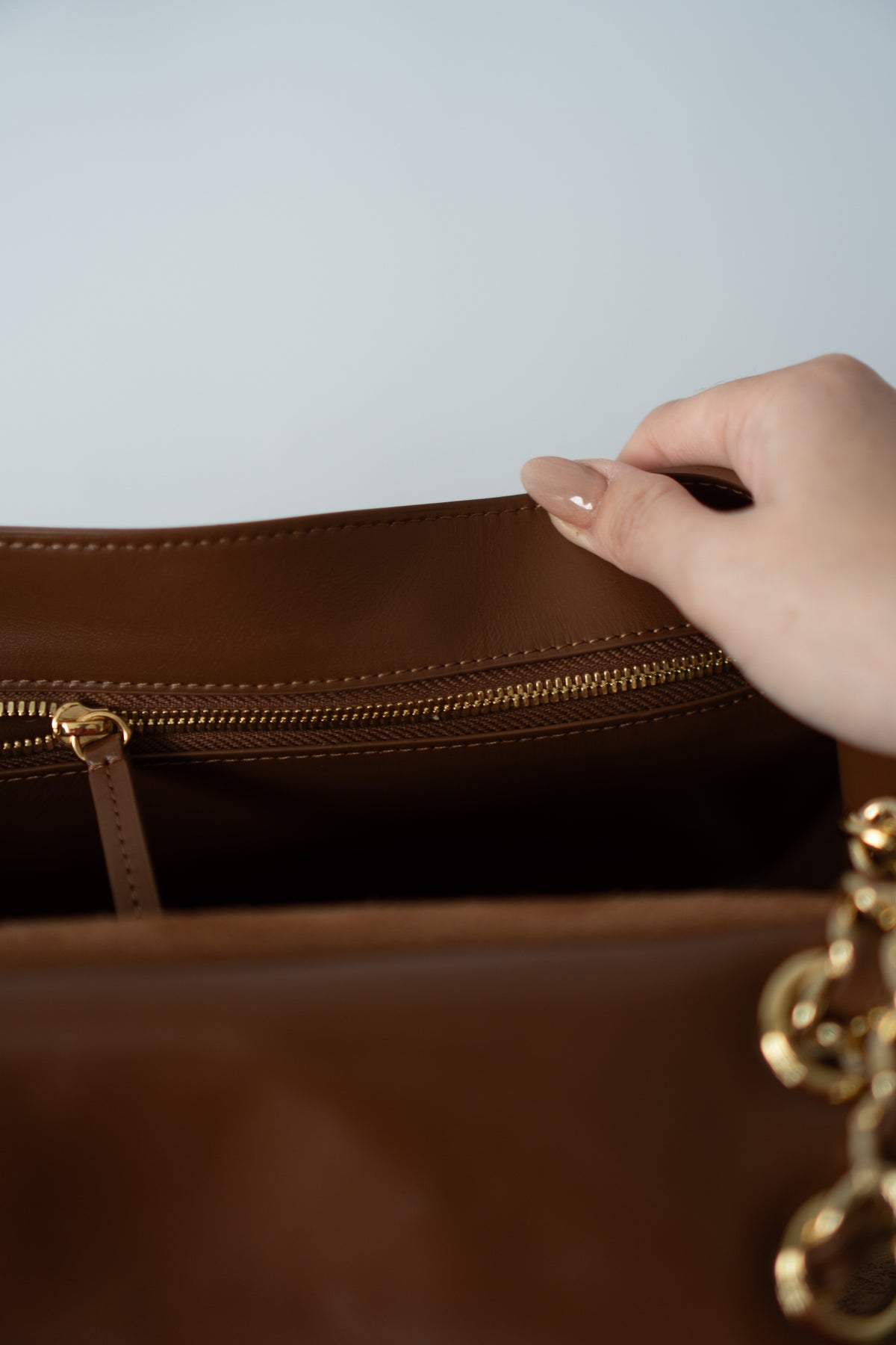 Quilted Maxi Flap Bag – Camel Suede with Gold Hardware