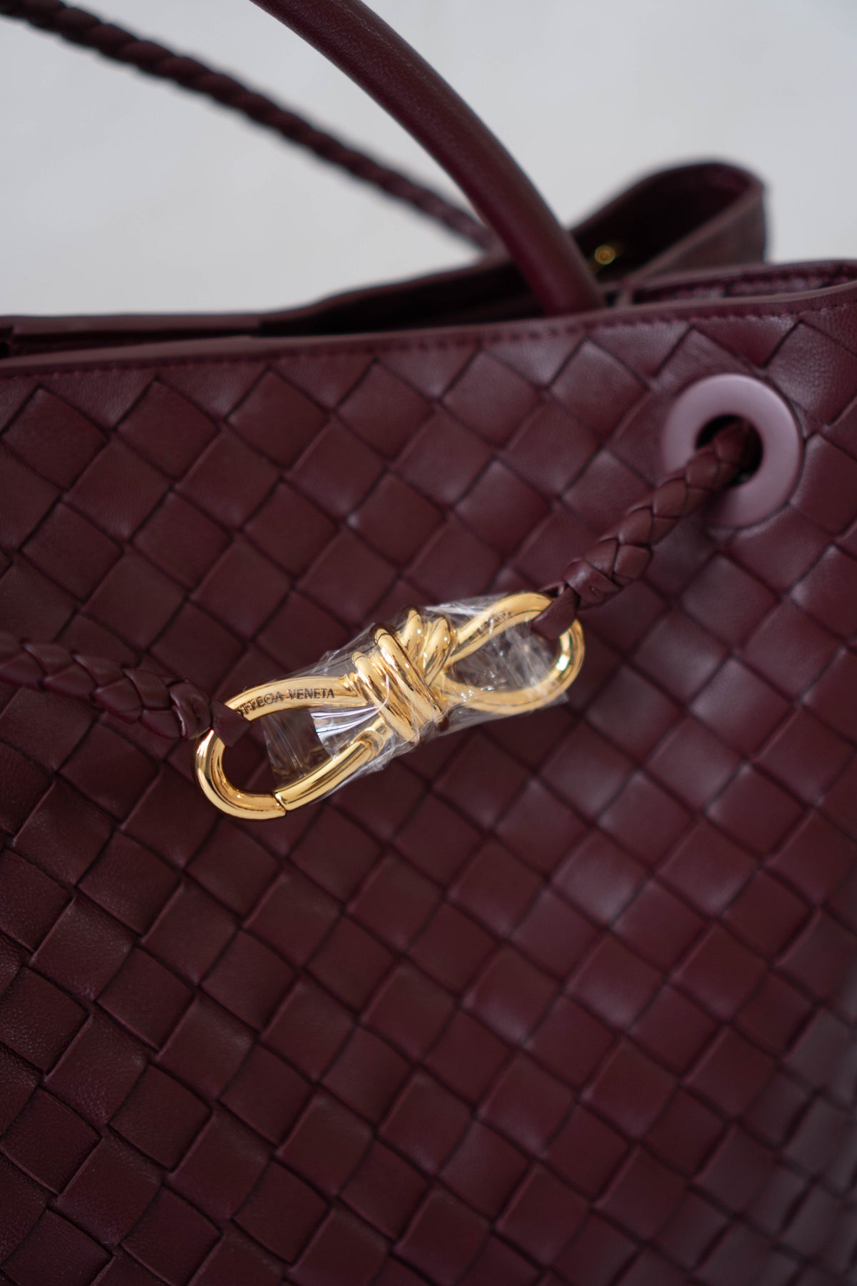 Andiamo Medium Bag – Burgundy Intrecciato Nappa Leather in Gold Hardware